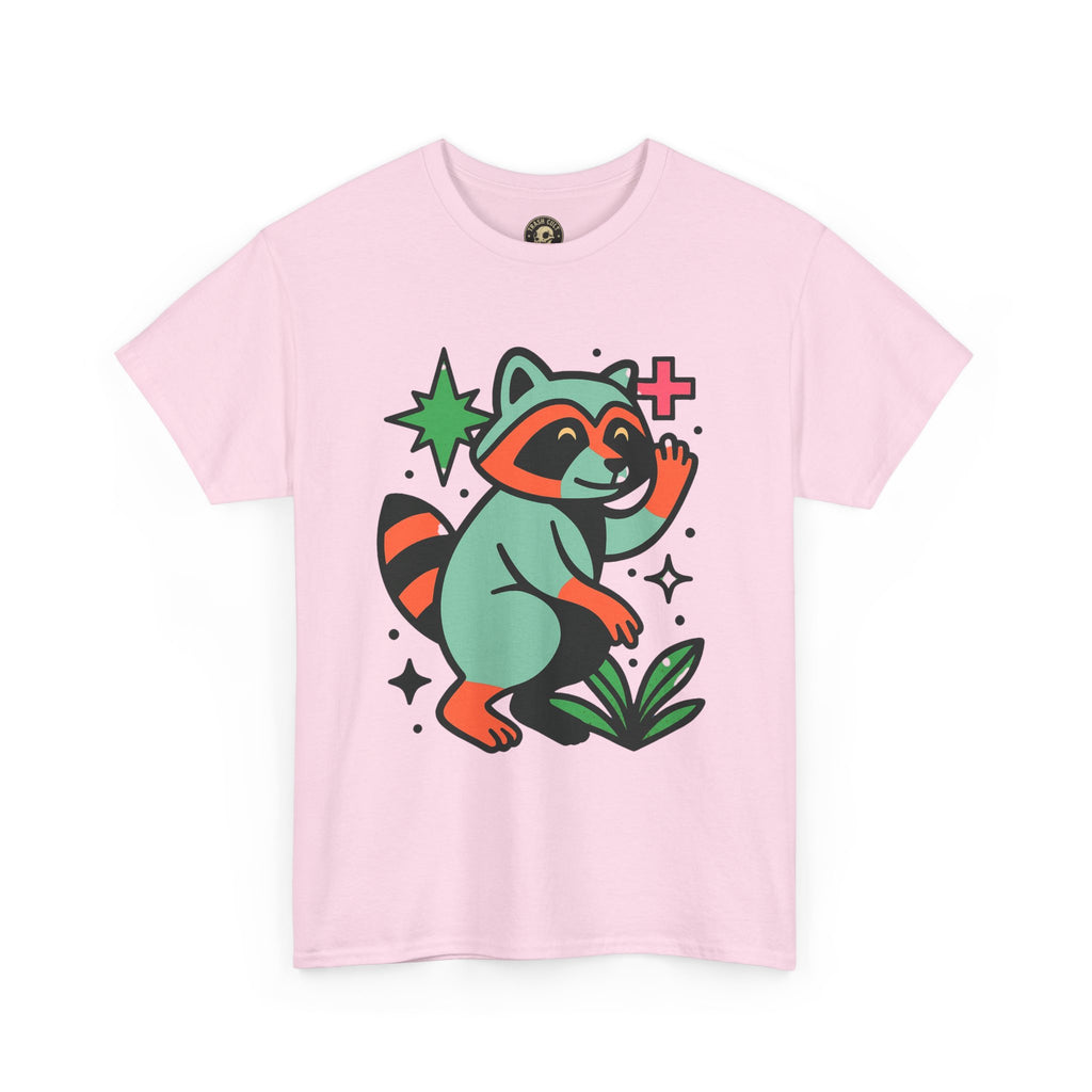 Playful Raccoon Unisex Heavy Cotton Tee | Cute Animal Shirt for Nature Lovers, Graphic Tee, Gift for Kids, Casual Wear, Eco-Friendly