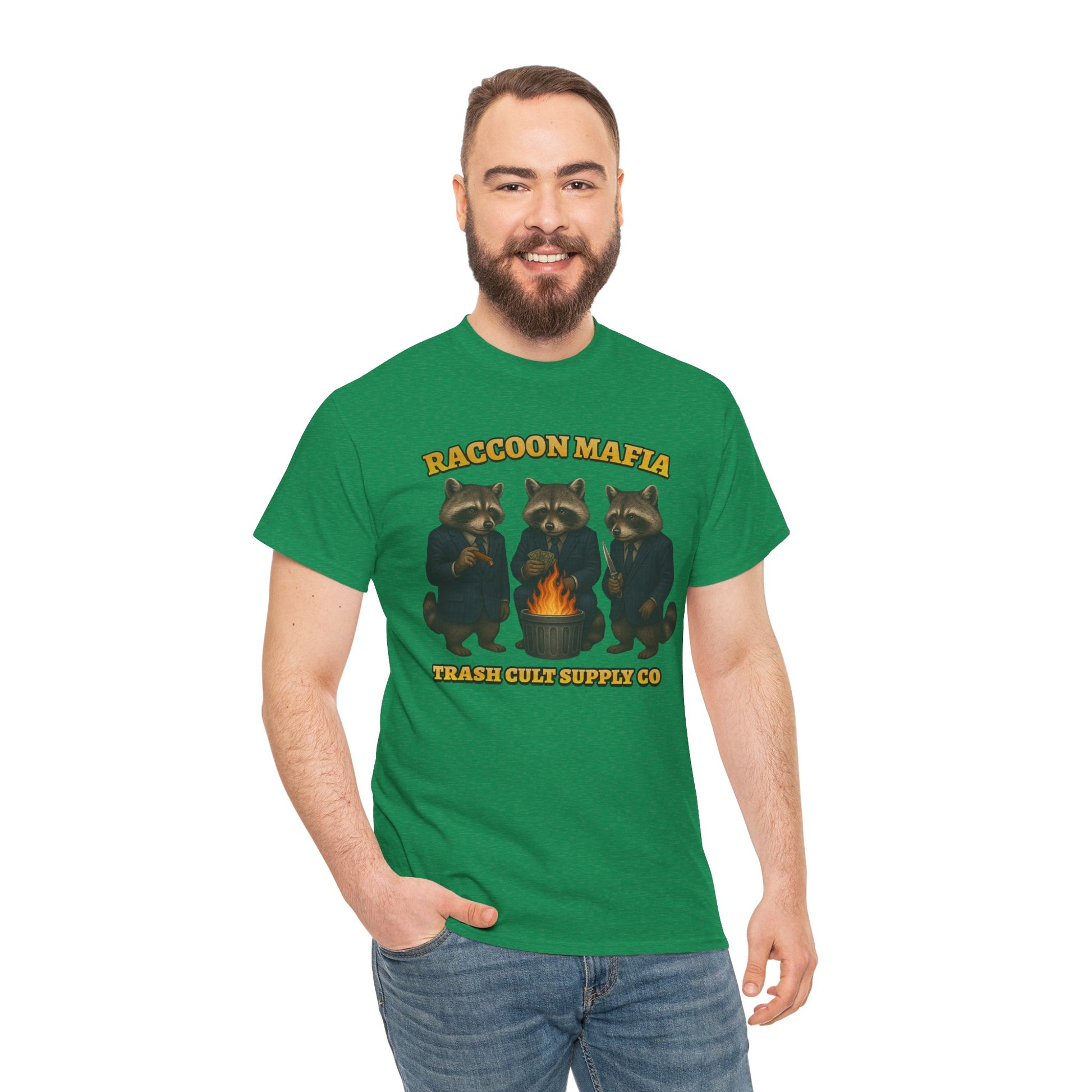 Raccoon Mafia T-Shirt – Realistic Gangster Raccoons in Suits | Trash Cult Supply Co | Gildan 5000