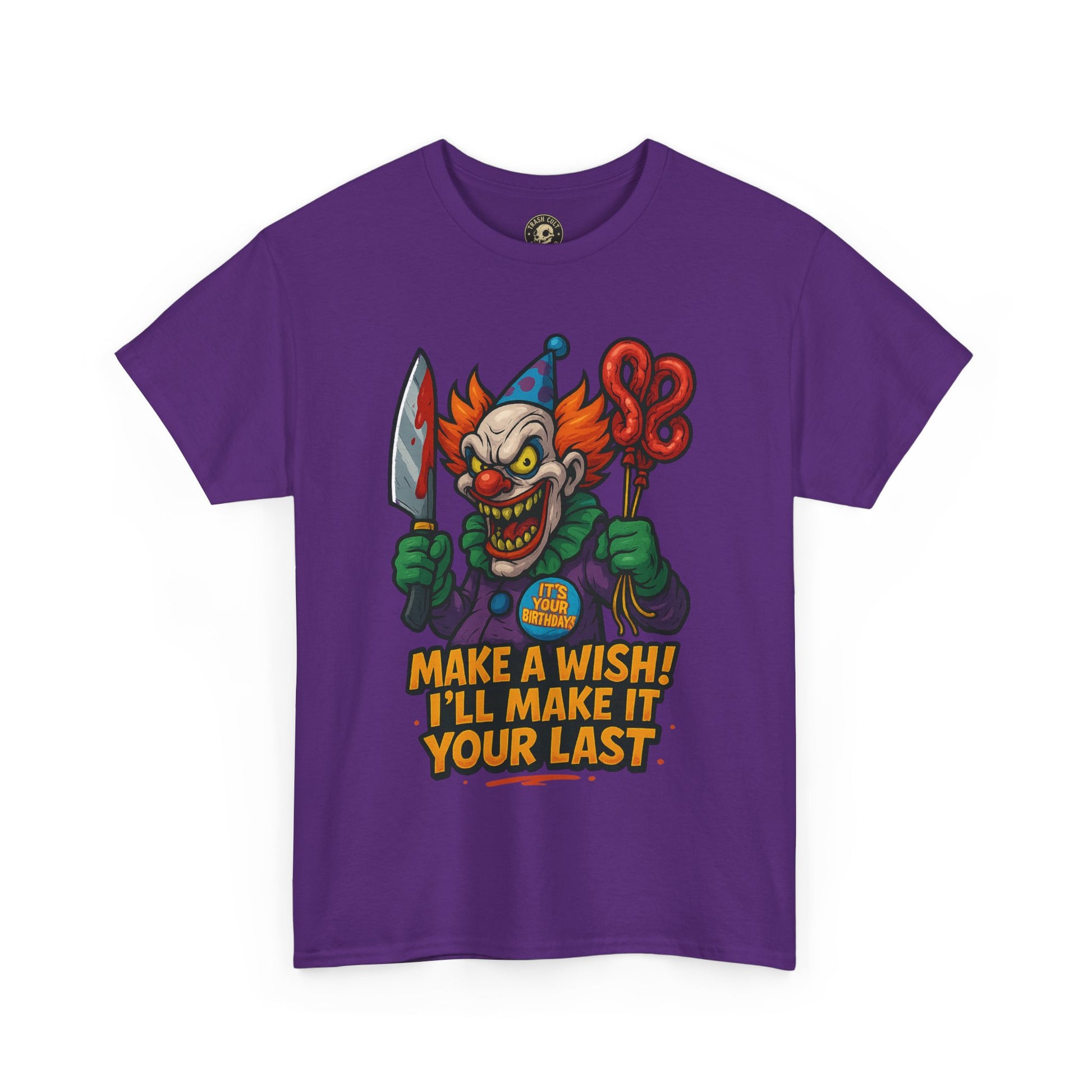 Creepy Clown Tee - Halloween Costume Shirt, Unisex Heavy Cotton Tee, Spooky Graphic Tee, Gag Gift, Horror Fan Apparel
