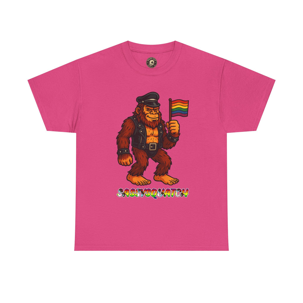 Sassysquatch Graphic Tee – Funny Bigfoot Pride Shirt – LGBTQ Leather Bear T-Shirt – Gildan 5000 Unisex Cotton Tee