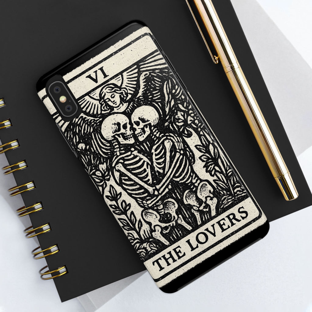 Tough Phone Case with Skeleton Lovers Design, Gothic Phone Cover, Unique Couples Gift, Halloween Accessory, Edgy Tech Design
