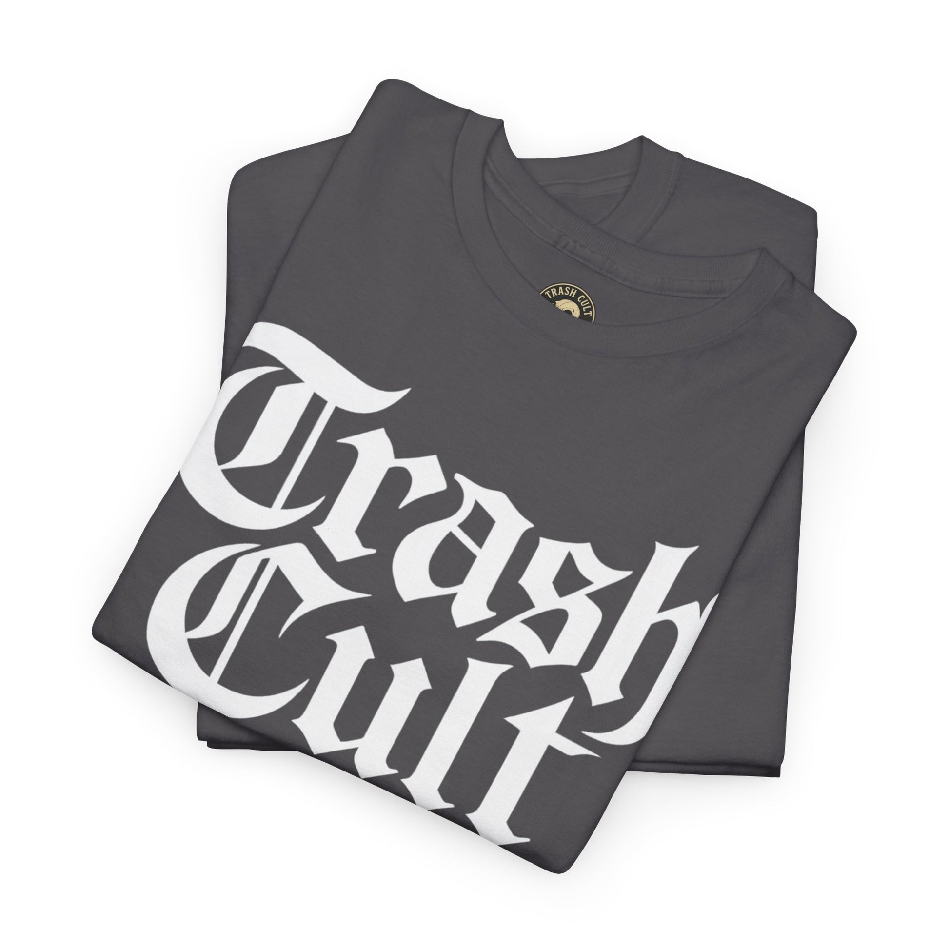 Trash Cult Gothic Logo Shirt – White Cyber Gothic Print on Gildan 5000
