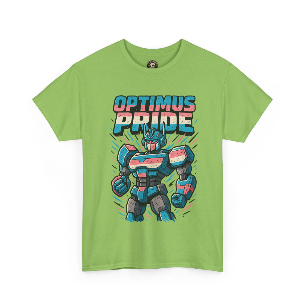 Optimus Pride T-Shirt – Funny Trans Mech LGBTQ+ Graphic Tee | Unisex Heavy Cotton Nerd Pride Shirt
