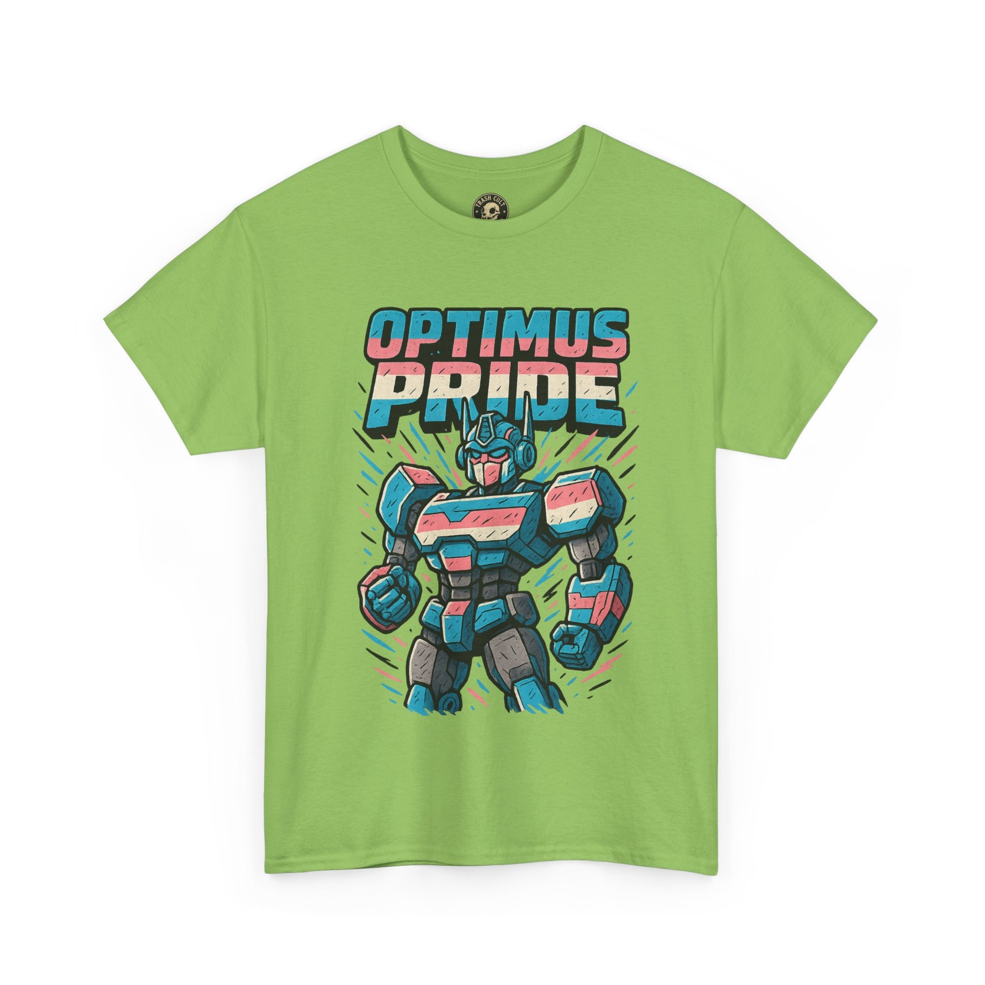 Optimus Pride T-Shirt – Funny Trans Mech LGBTQ+ Graphic Tee | Unisex Heavy Cotton Nerd Pride Shirt
