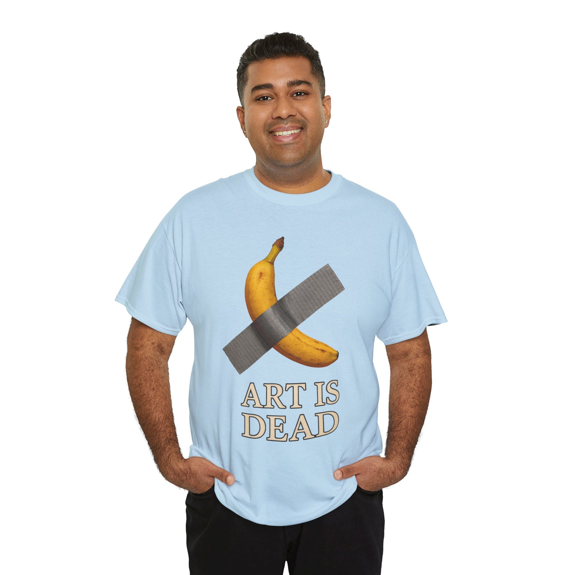 “ART IS DEAD” Banana Duct Tape Meme Tee – Satirical Art Parody Shirt by Trash Cult Supply Co.