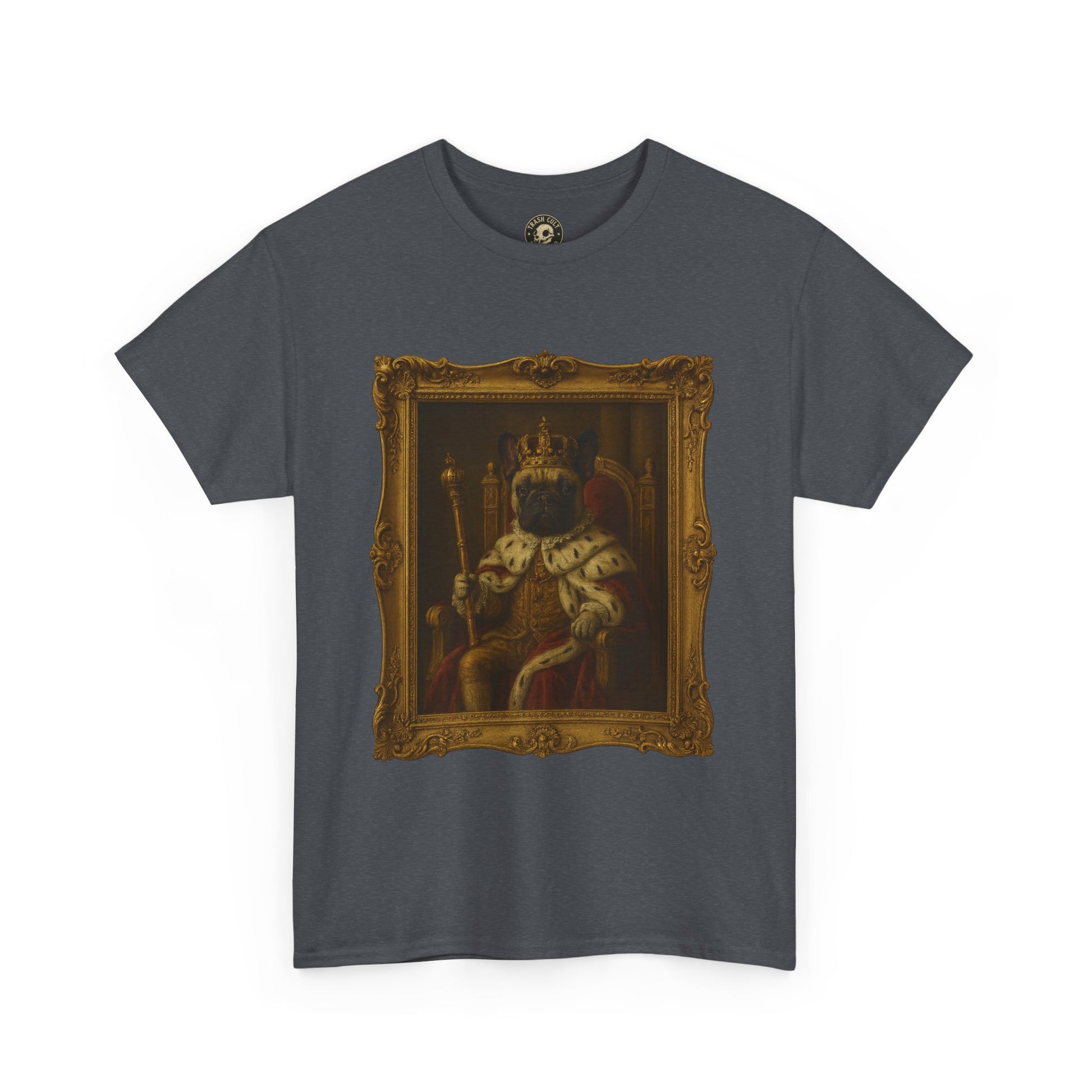 French Bulldog King Baroque Portrait Shirt – Funny Royal Dog Tee – Gildan 5000 Unisex Heavy Cotton