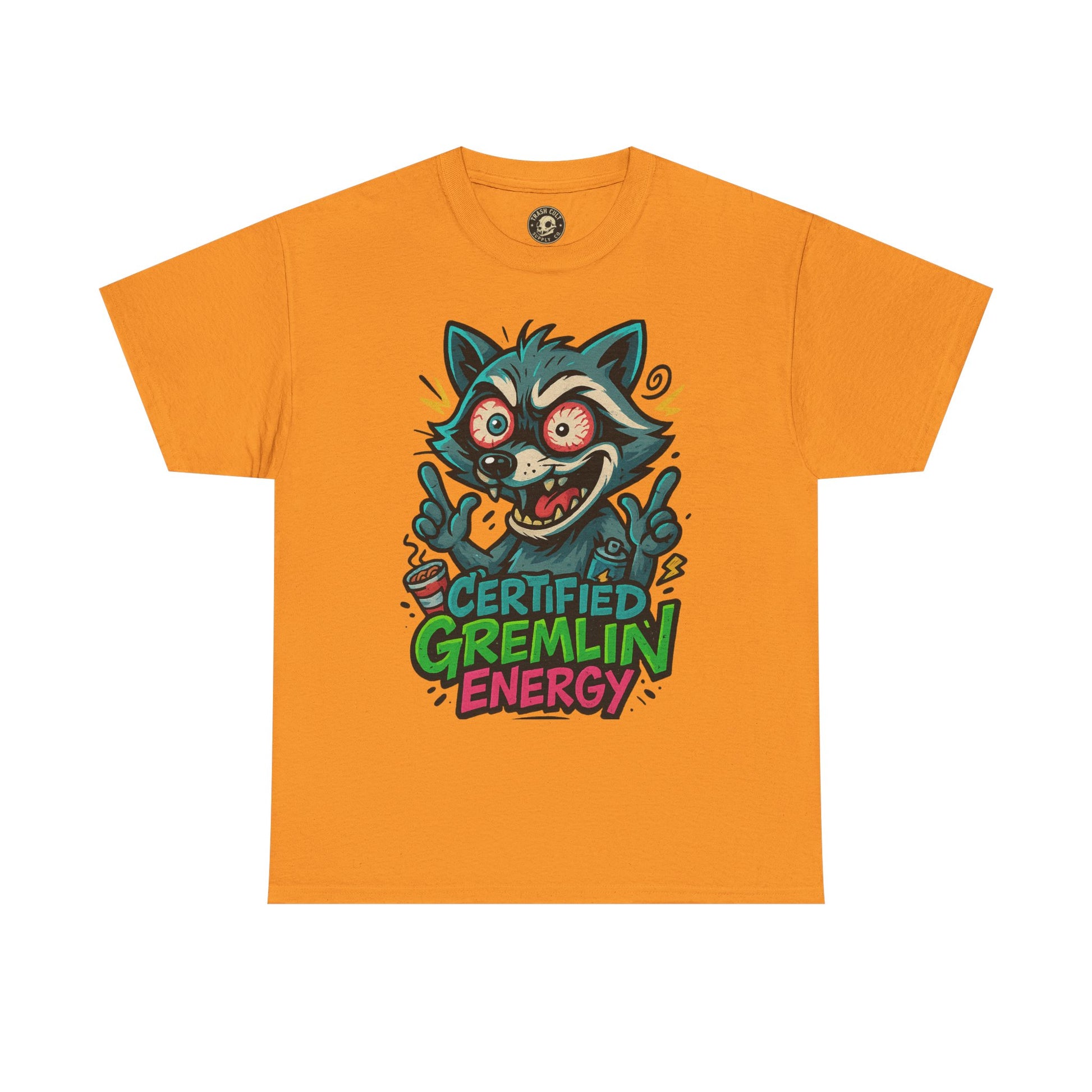 Certified Gremlin Energy Tee – ADHD Raccoon Shirt, Funny Unisex T-Shirt, Graffiti Style Gift for Goblins & Night Owls