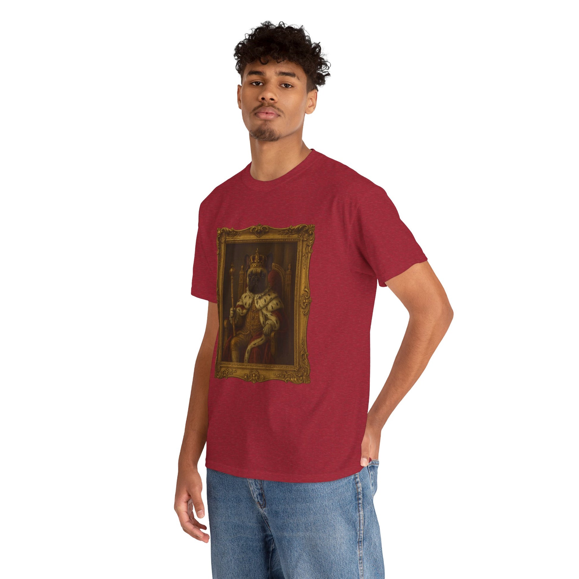 French Bulldog King Baroque Portrait Shirt – Funny Royal Dog Tee – Gildan 5000 Unisex Heavy Cotton