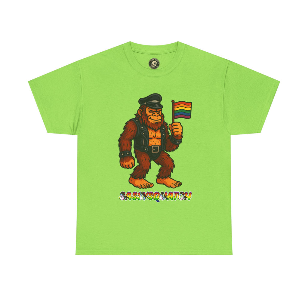 Sassysquatch Graphic Tee – Funny Bigfoot Pride Shirt – LGBTQ Leather Bear T-Shirt – Gildan 5000 Unisex Cotton Tee