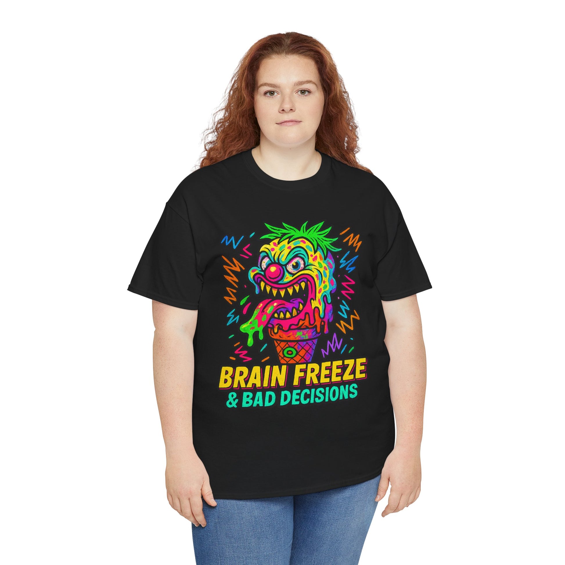 Brain Freeze & Bad Decisions – Limited Edition Neon Ice Cream Monster Tee | Gildan 5000 | Illuminasty Drop