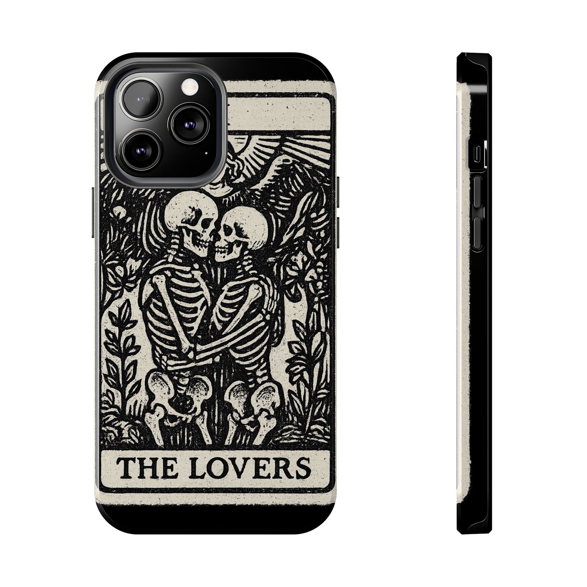Tough Phone Case with Skeleton Lovers Design, Gothic Phone Cover, Unique Couples Gift, Halloween Accessory, Edgy Tech Design