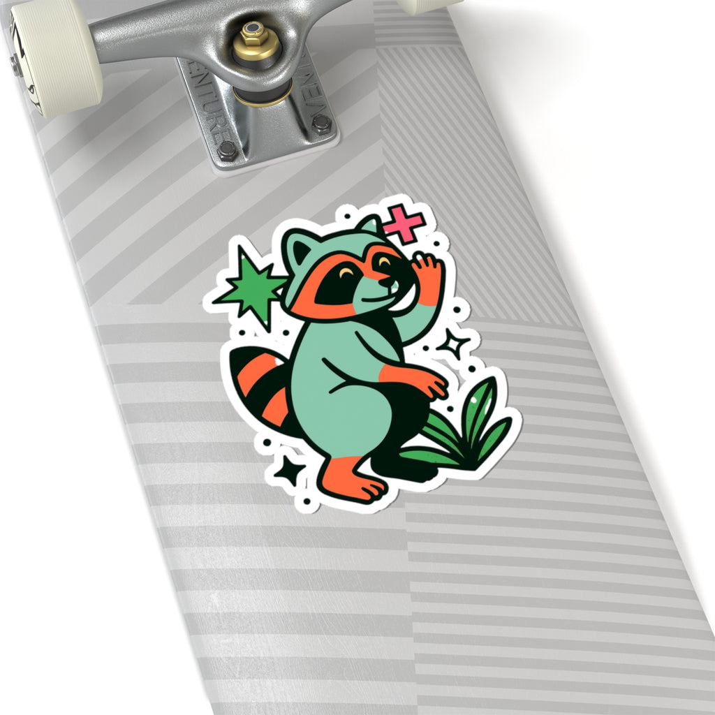Cute Raccoon Kiss-Cut Stickers, Fun Laptop Stickers, Nature Lover Gifts, Cool Craft Stickers, Whimsical Decor, Emoji Stickers