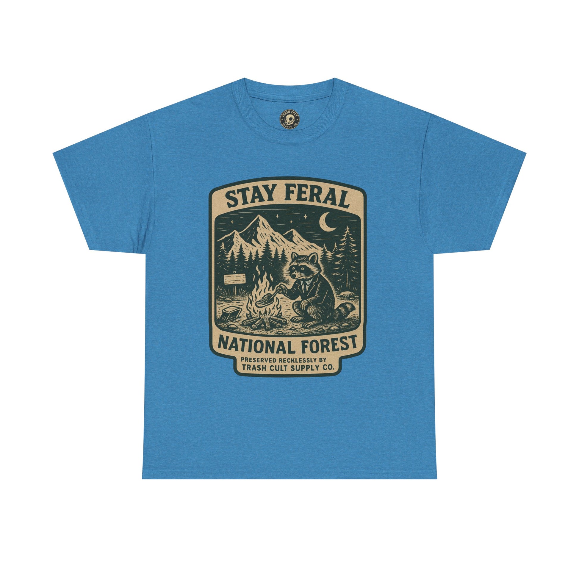 Stay Feral National Forest Shirt – Vintage Raccoon Camping Tee – Trash Cult Supply Co – Gildan 5000