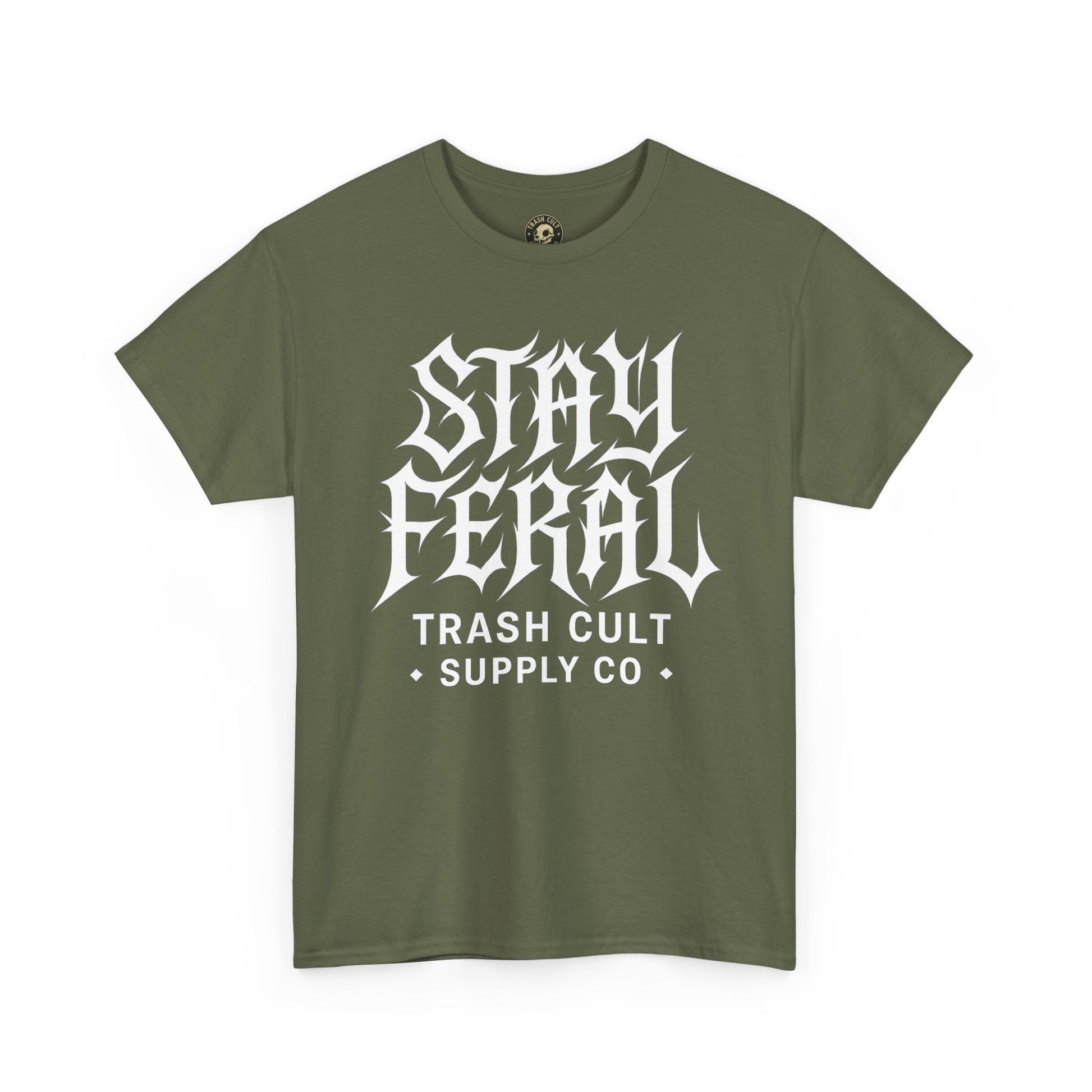 Unisex Heavy Cotton Tee - Stay Feral Graphic Tee, Streetwear Shirt, Gift for Wild Spirits, Eco-Friendly Casualwear, Summer Fashion