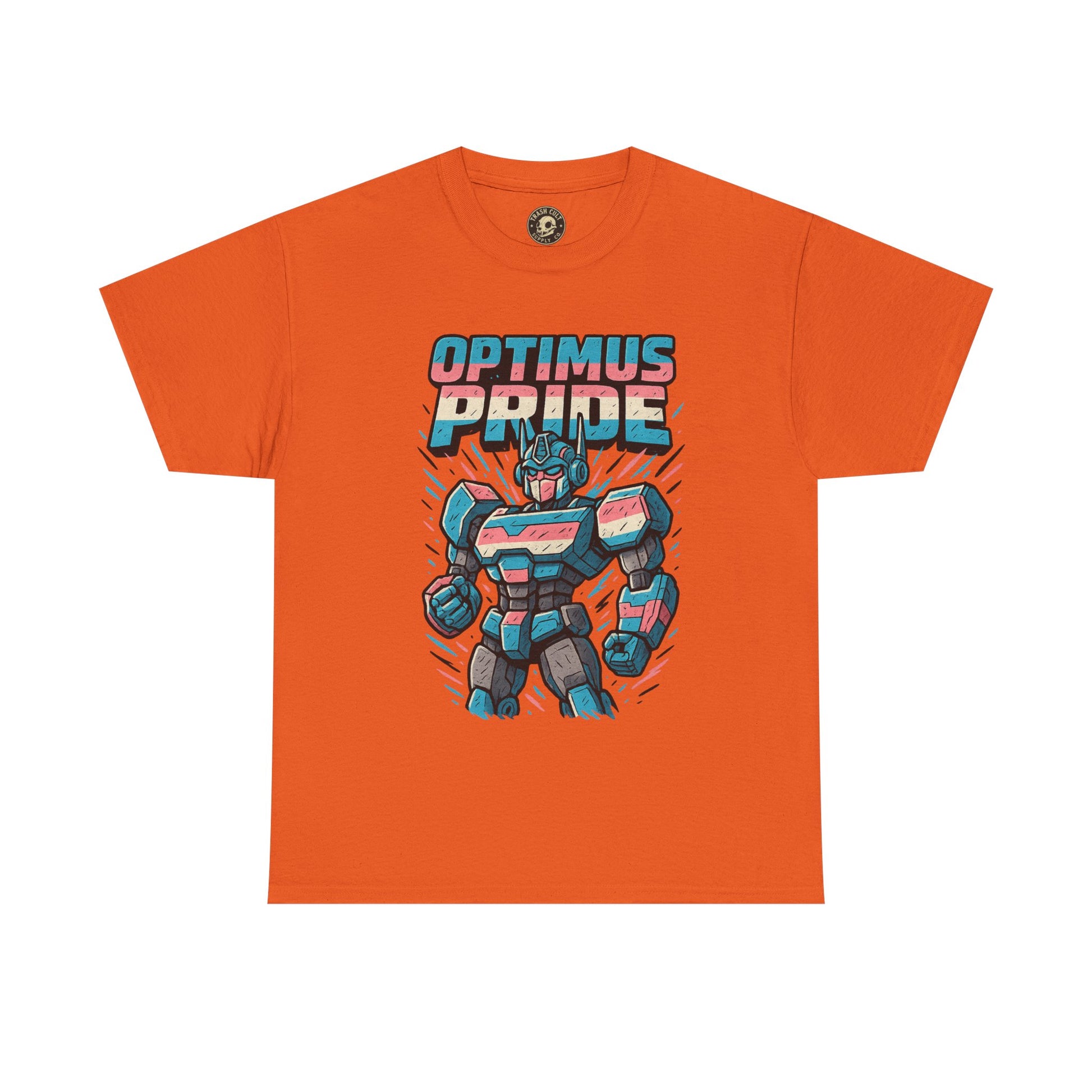 Optimus Pride T-Shirt – Funny Trans Mech LGBTQ+ Graphic Tee | Unisex Heavy Cotton Nerd Pride Shirt