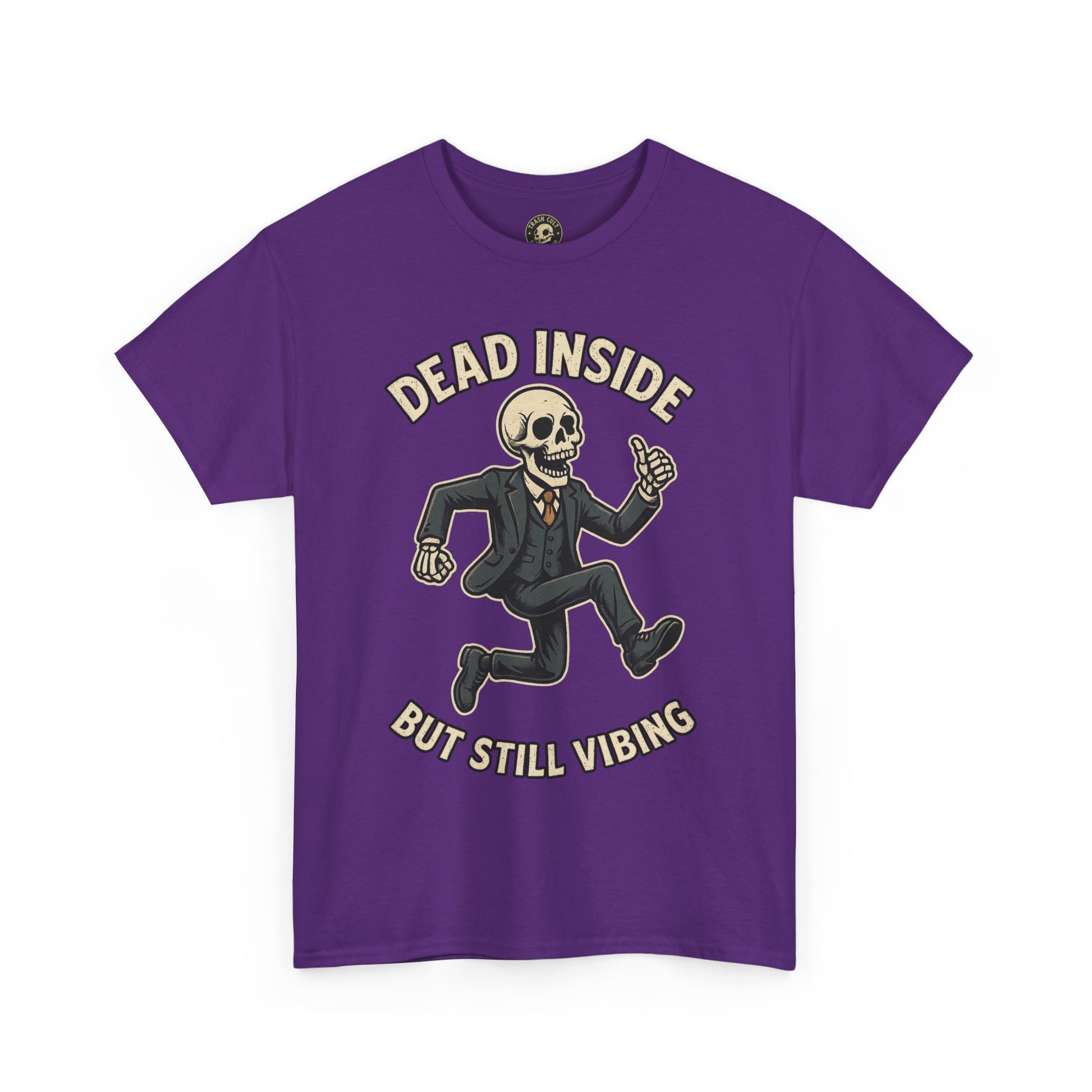 Dead Inside But Still Vibing Skeleton Shirt – Funny Unisex Heavy Cotton Tee