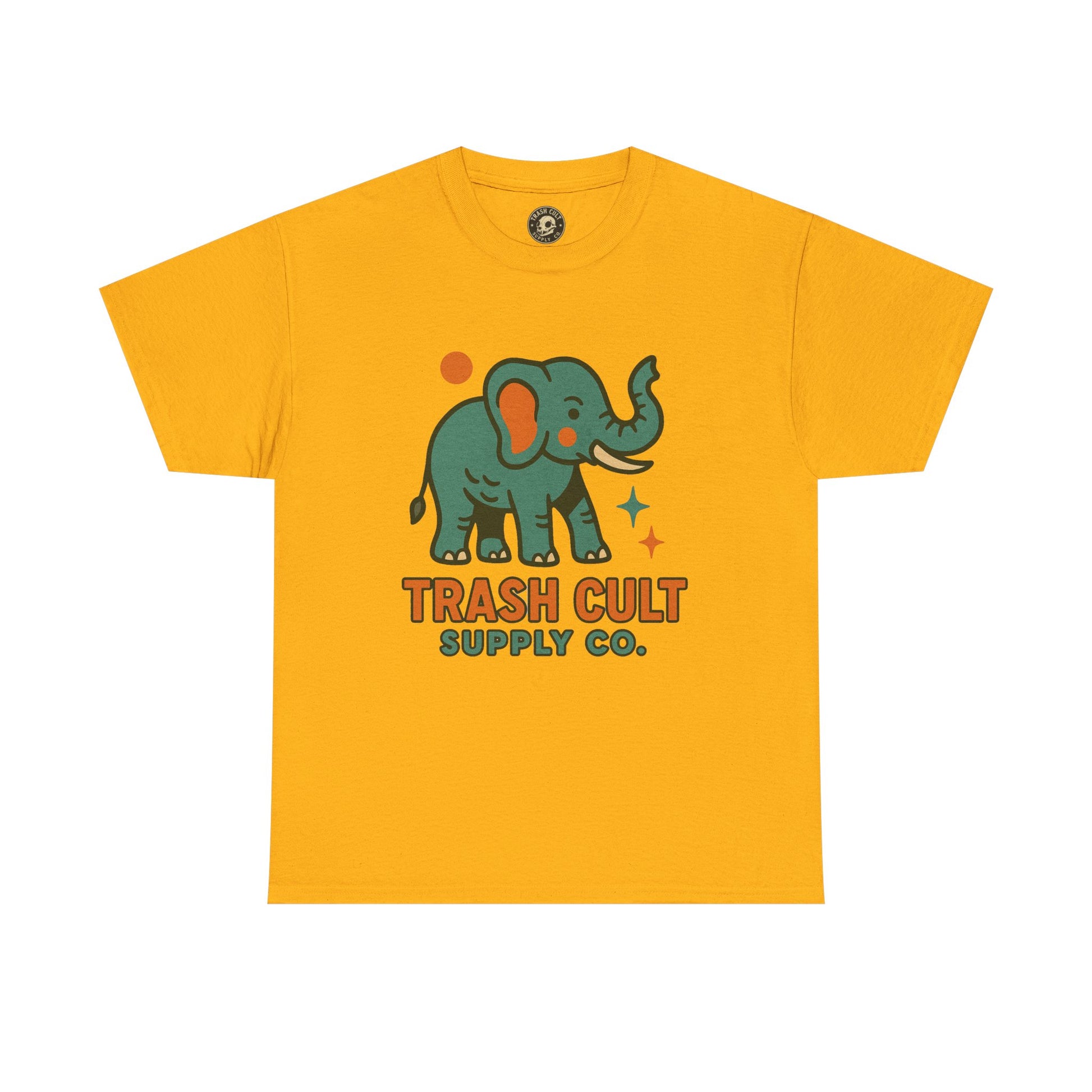 Trash Cult Elephant Unisex Heavy Cotton Tee, Eco-Friendly Shirt, Cool Casual Tee, Gift for Animal Lovers, Vintage Style T-Shirt