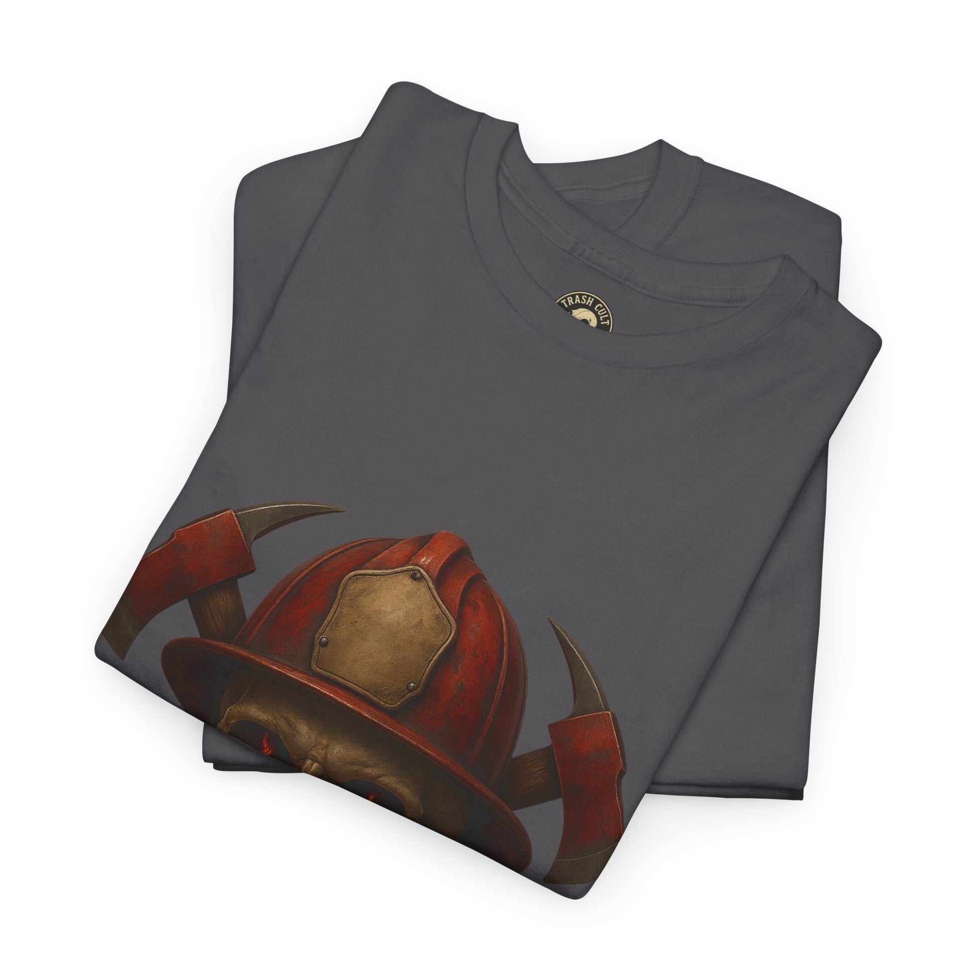 Skull Firefighter Tee, Unisex Heavy Cotton Shirt, Firefighter Gift, Halloween Costume T-Shirt, Unique Graphic Tee, Casual Wear