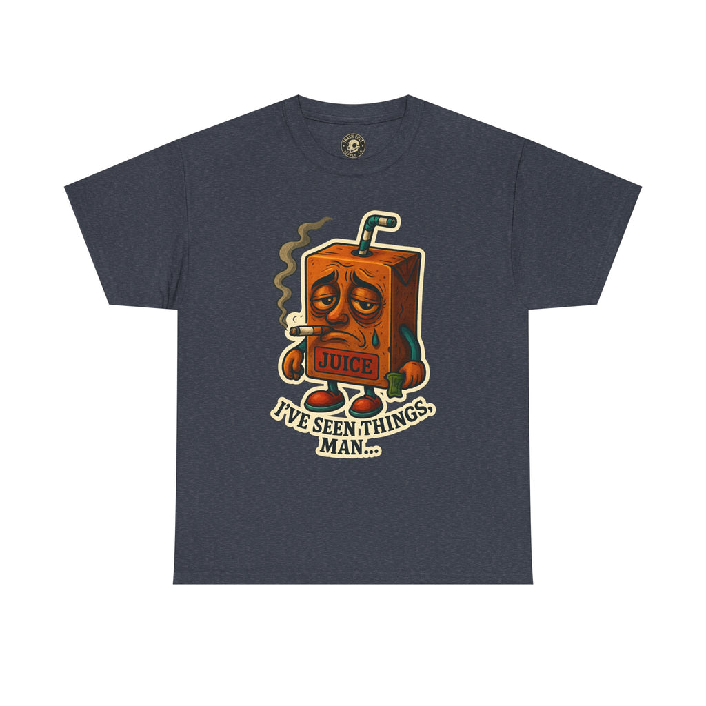 Juice Box Graphic Tee - I've Seen Things Man, Funny T-Shirt, Gift for Friends, Unisex Cotton Tee, Humor Merchandise