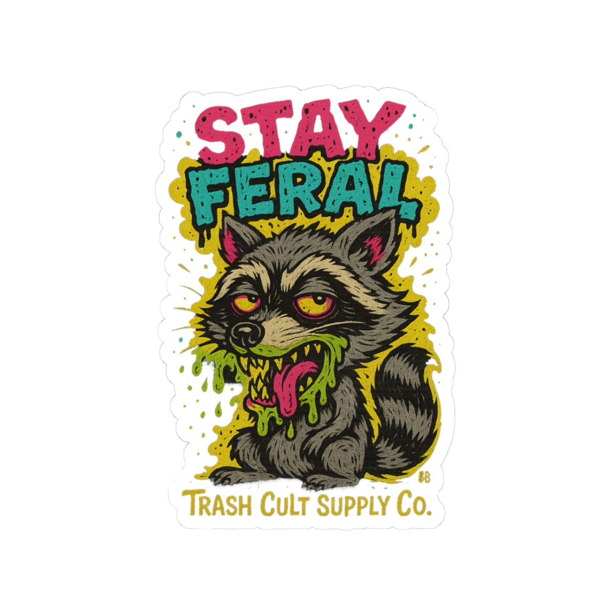 Stay Feral Kiss-Cut Stickers, Fun Laptop Decals, Wild Animal Art, Unique Gift for Nature Lovers, Colorful Wall Decor