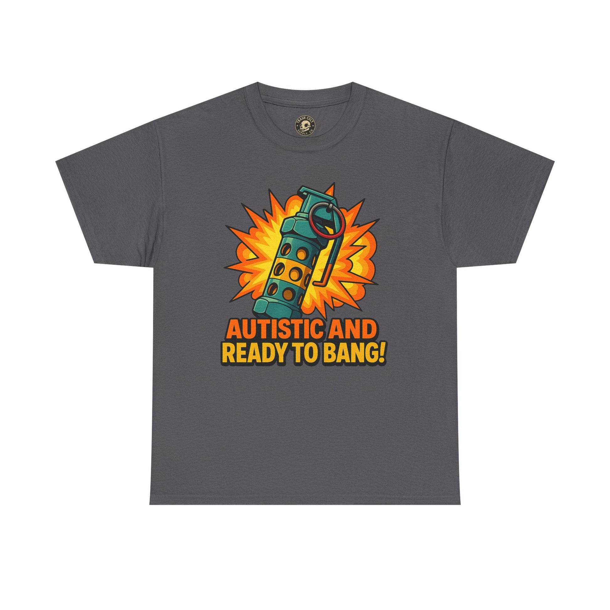 Autistic and Ready to Bang! Unisex Heavy Cotton Tee | Fun Graphic Tee, Autistic Pride, Gift for Autism Awareness, Casual Wear
