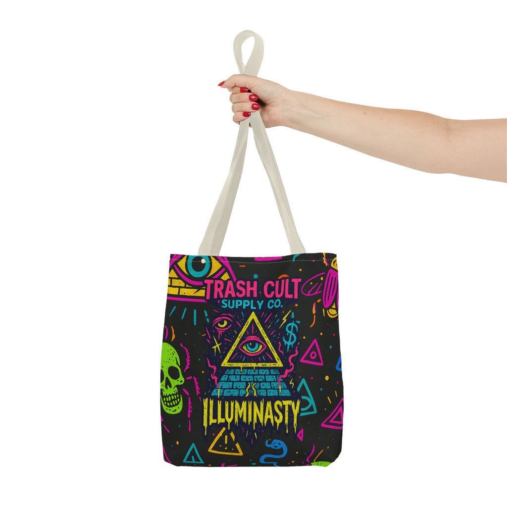 Illuminasty Drop Neon Tote Bag – All-Seeing Eye, Skulls & Symbols | Trash Cult Supply Co.