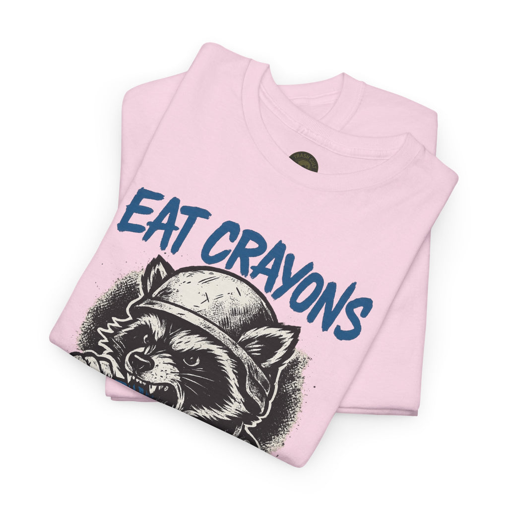 Eat Crayons Crush Skulls Stay Feral Military Raccoon Shirt – Gildan 5000