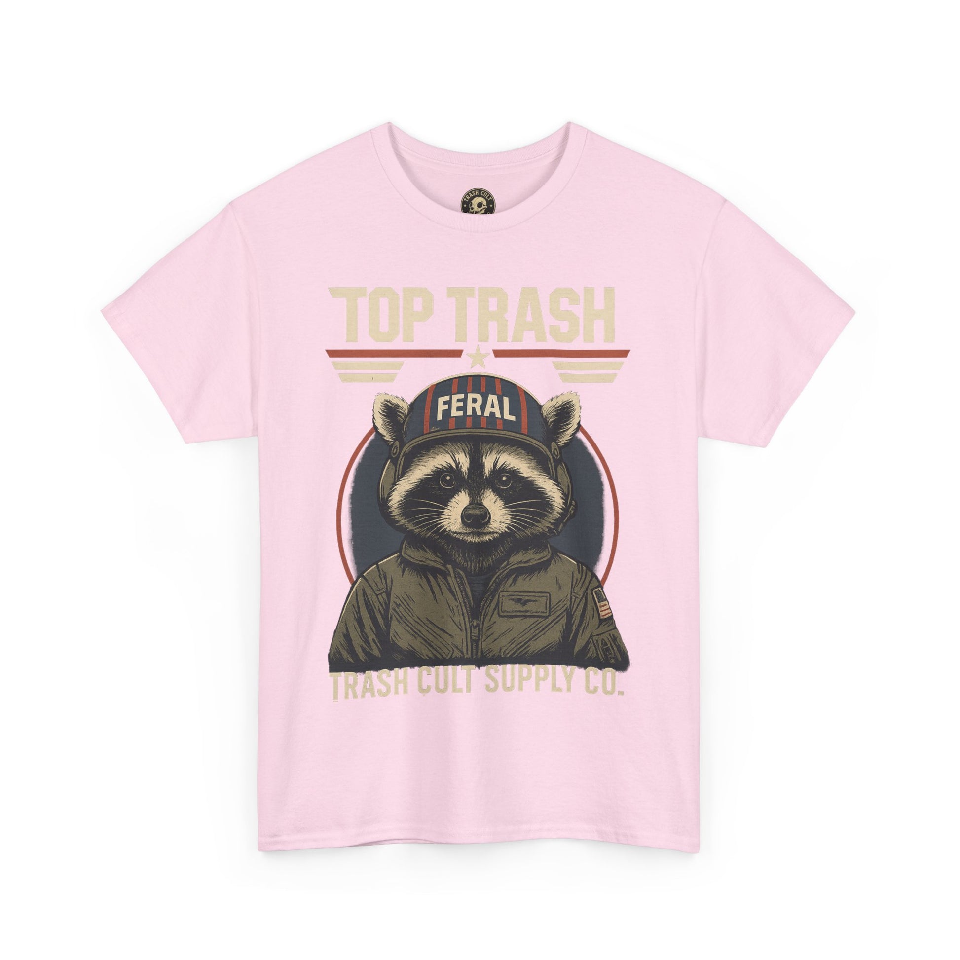 Feral Top Trash Raccoon Pilot Shirt – Trash Cult Supply Co. Parody Tee