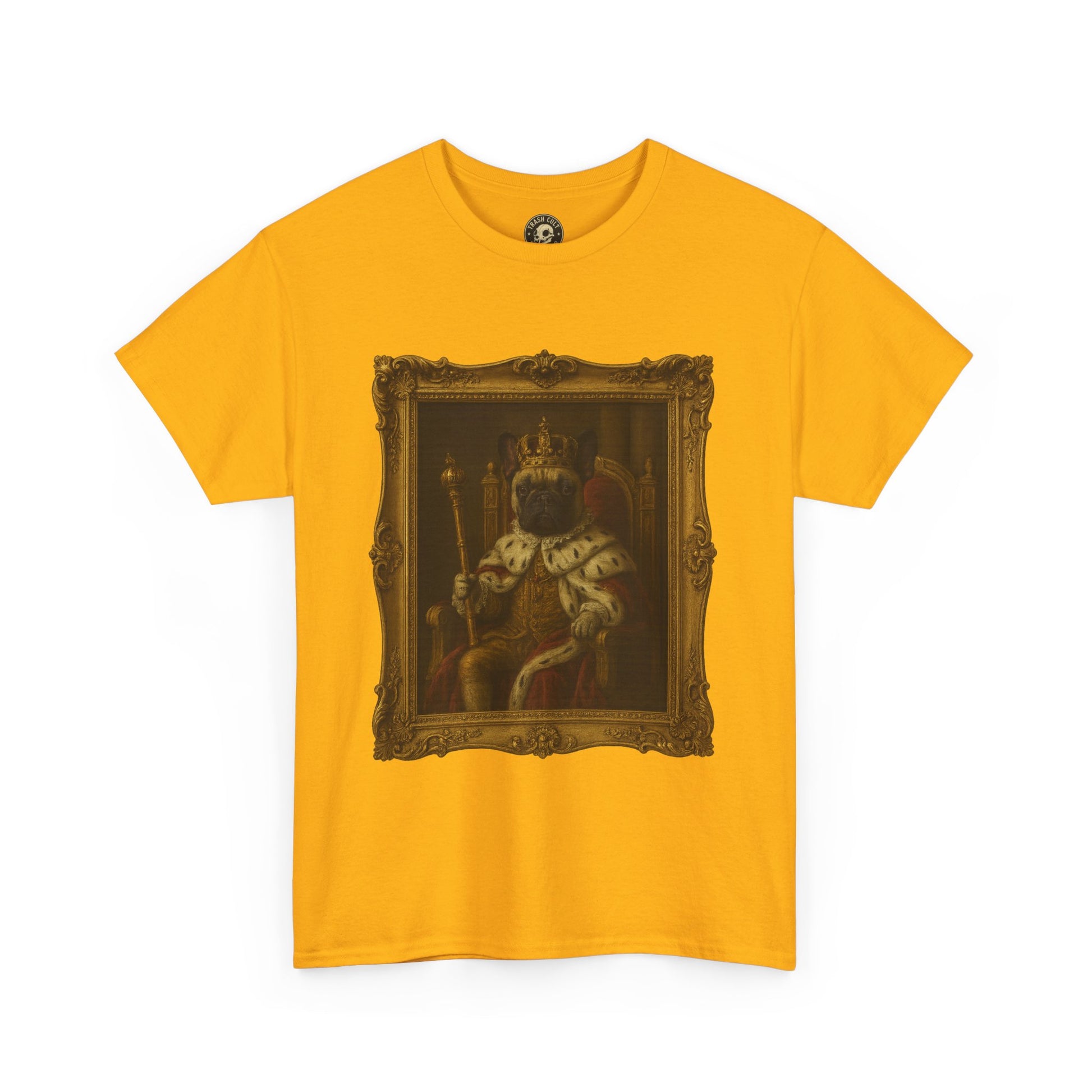 French Bulldog King Baroque Portrait Shirt – Funny Royal Dog Tee – Gildan 5000 Unisex Heavy Cotton