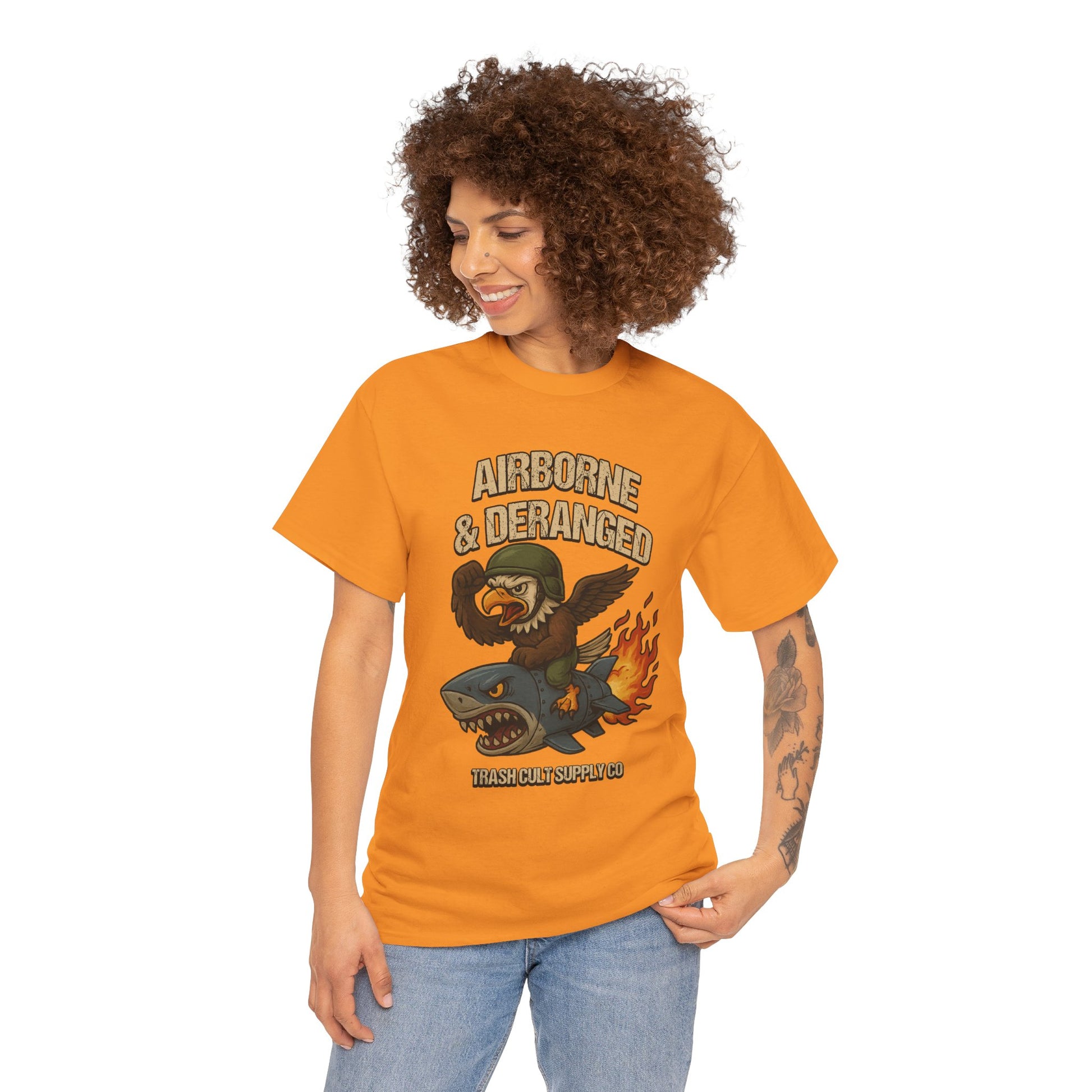Airborne & Deranged T-Shirt – Trash Cult Supply Co. | Gildan 5000 Heavy Cotton Tee