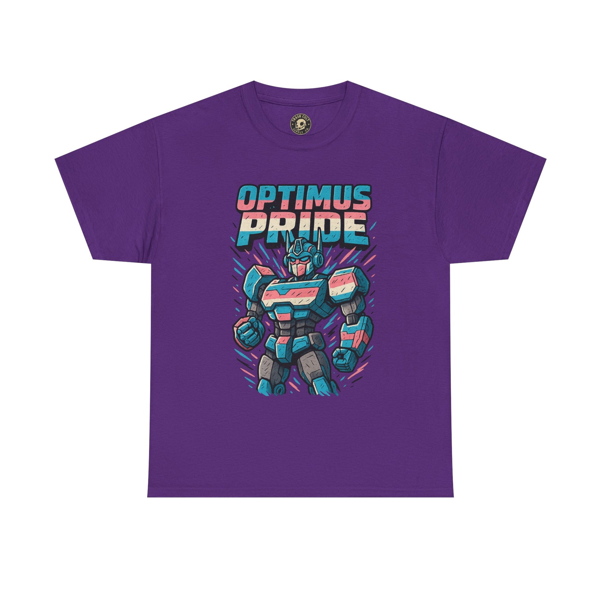 Optimus Pride T-Shirt – Funny Trans Mech LGBTQ+ Graphic Tee | Unisex Heavy Cotton Nerd Pride Shirt