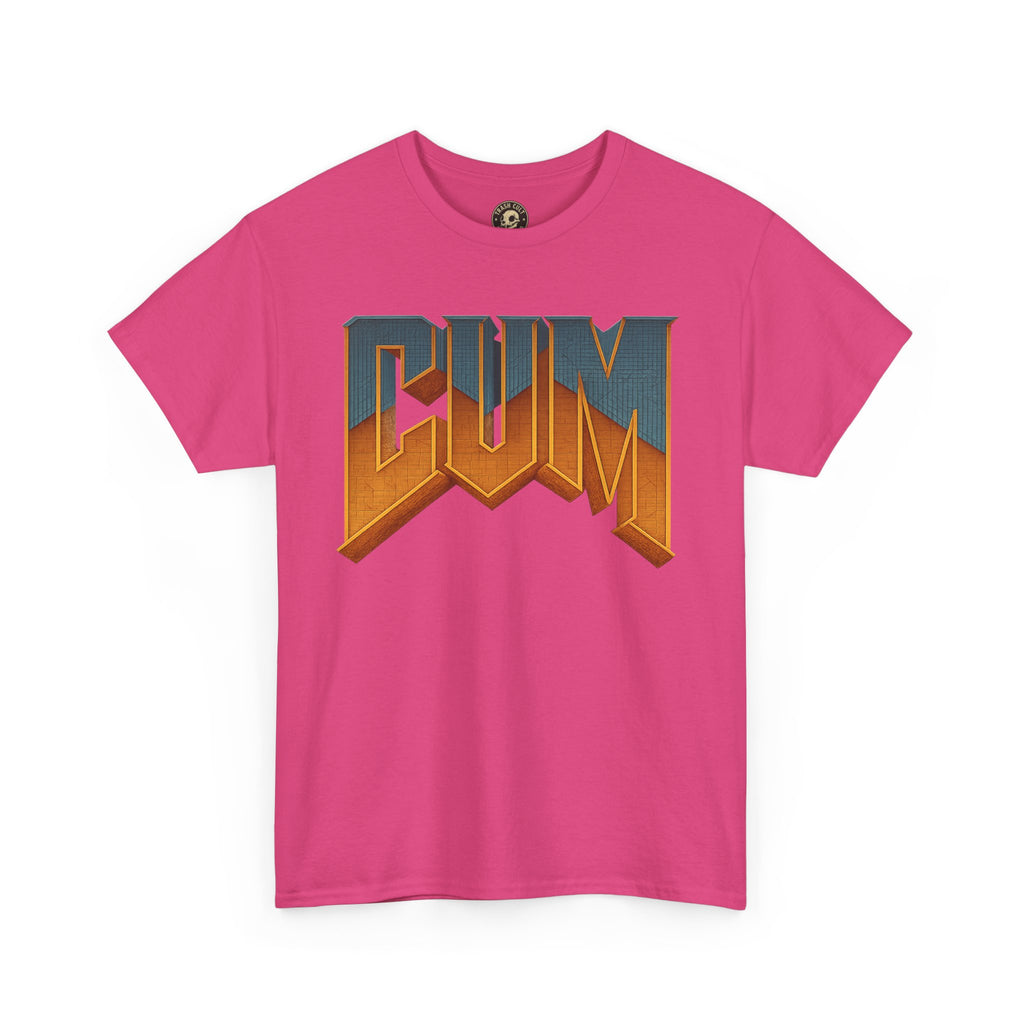 CUM Parody Metal Logo Shirt – Doom-Inspired Retro Gamer Tee on Gildan 5000
