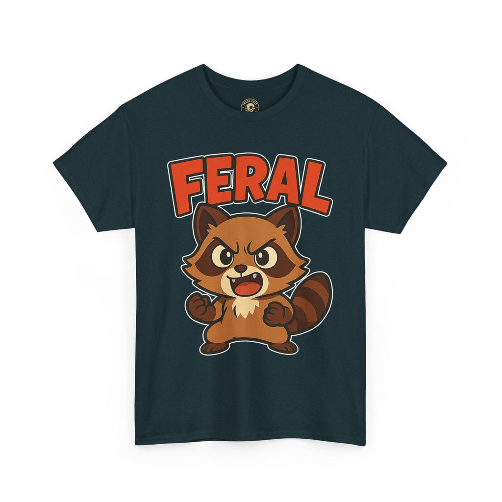Feral Cartoon Tee - Unisex Heavy Cotton Shirt, Cute Graphic, Animal Lovers Gift, Casual Wear, Fun T-Shirt for Kids & Adults