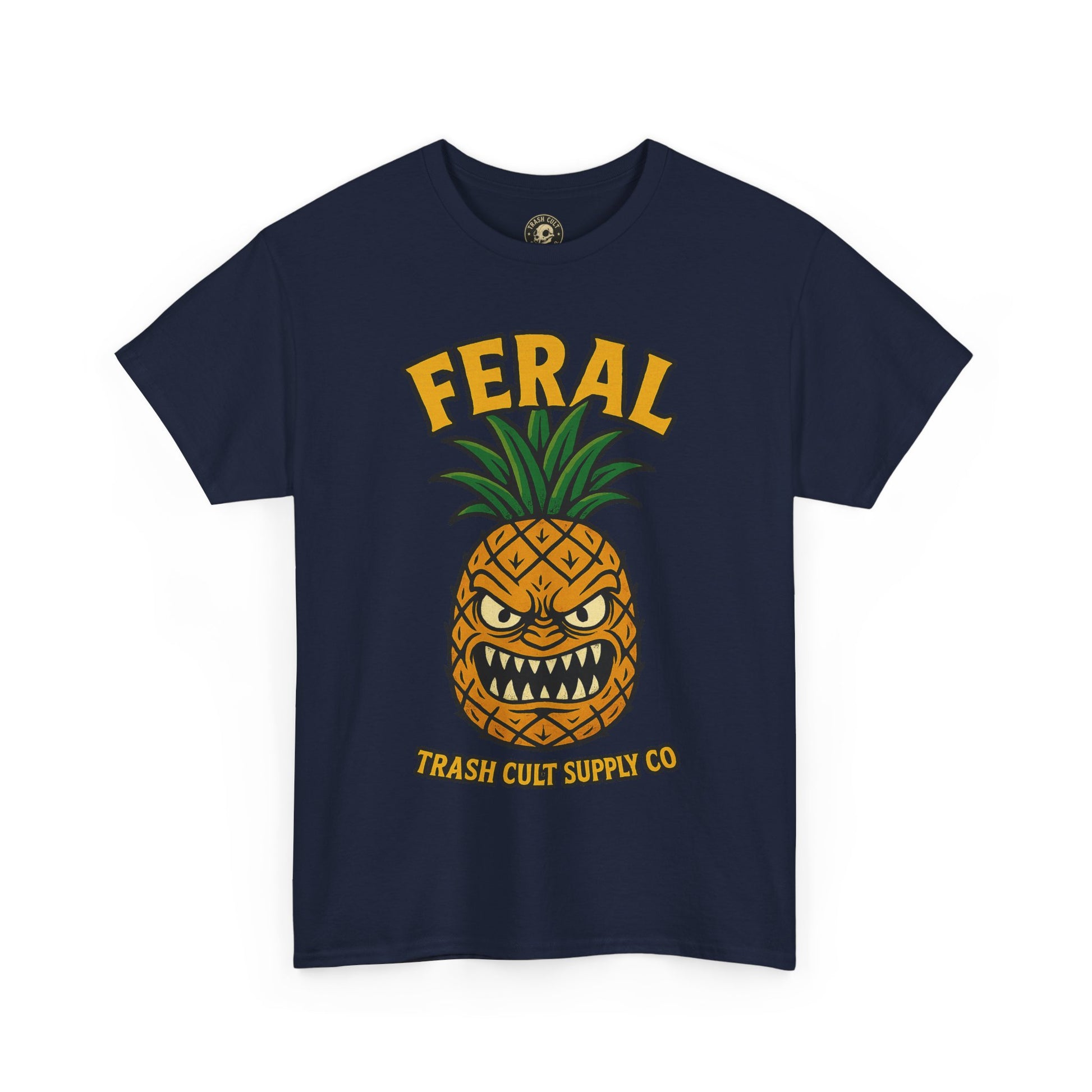 Feral Evil Pineapple Shirt – Aggressive Fruit Trashcore Tee – Gildan 5000 Unisex