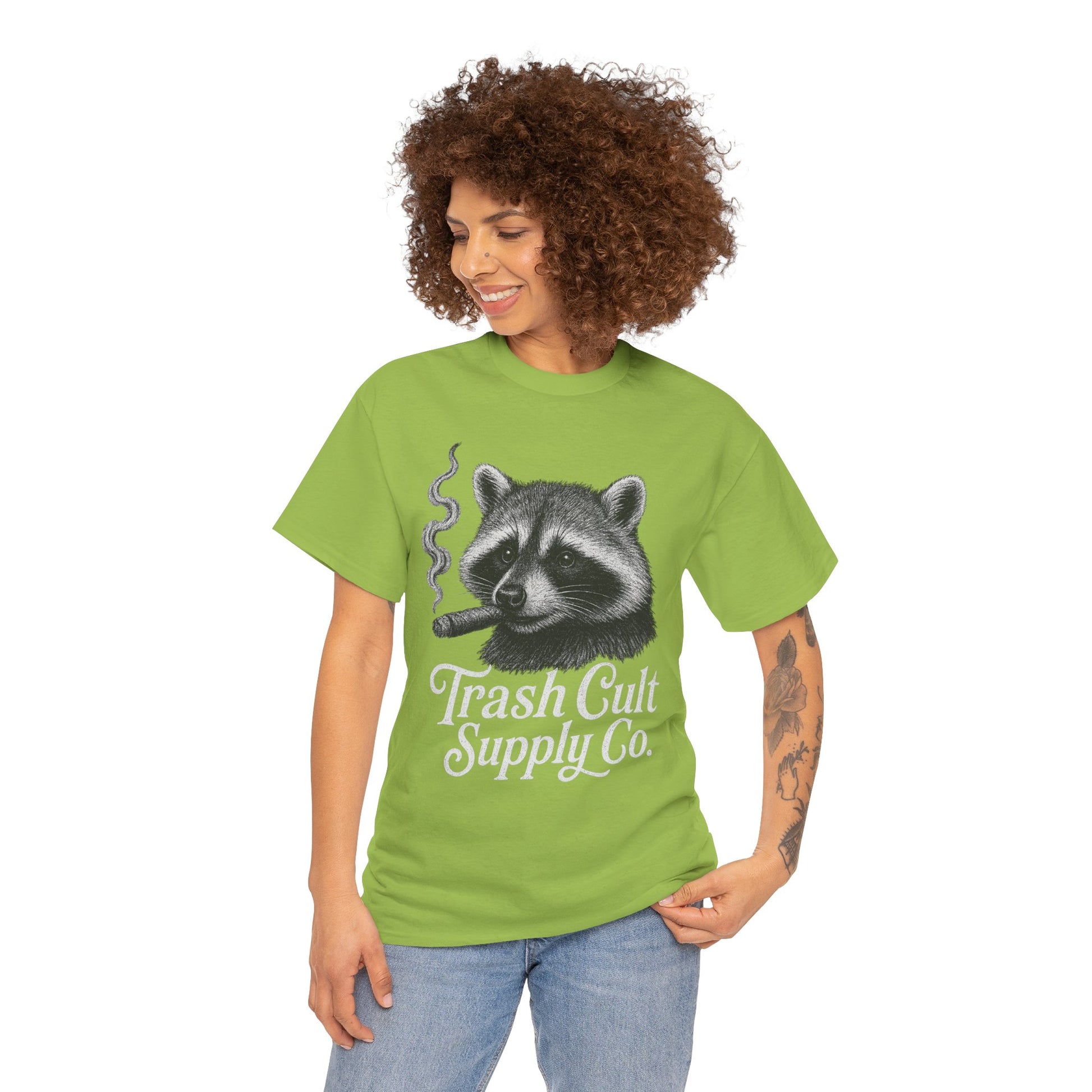 Monochrome Raccoon Cigar Shirt – Trash Cult Supply Co. | Gildan 5000 Tee