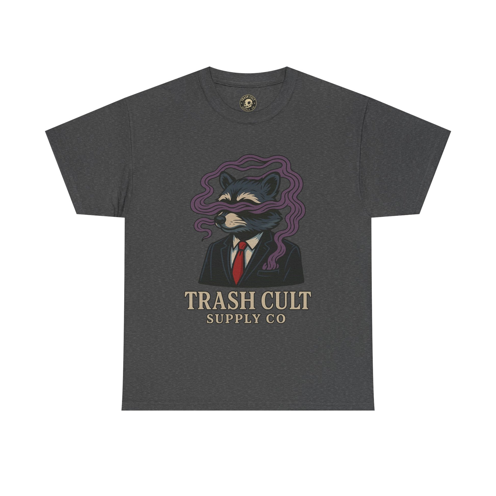 Suited Raccoon Smoke Design – Trash Cult Supply Co | Bold Graffiti Tattoo Tee