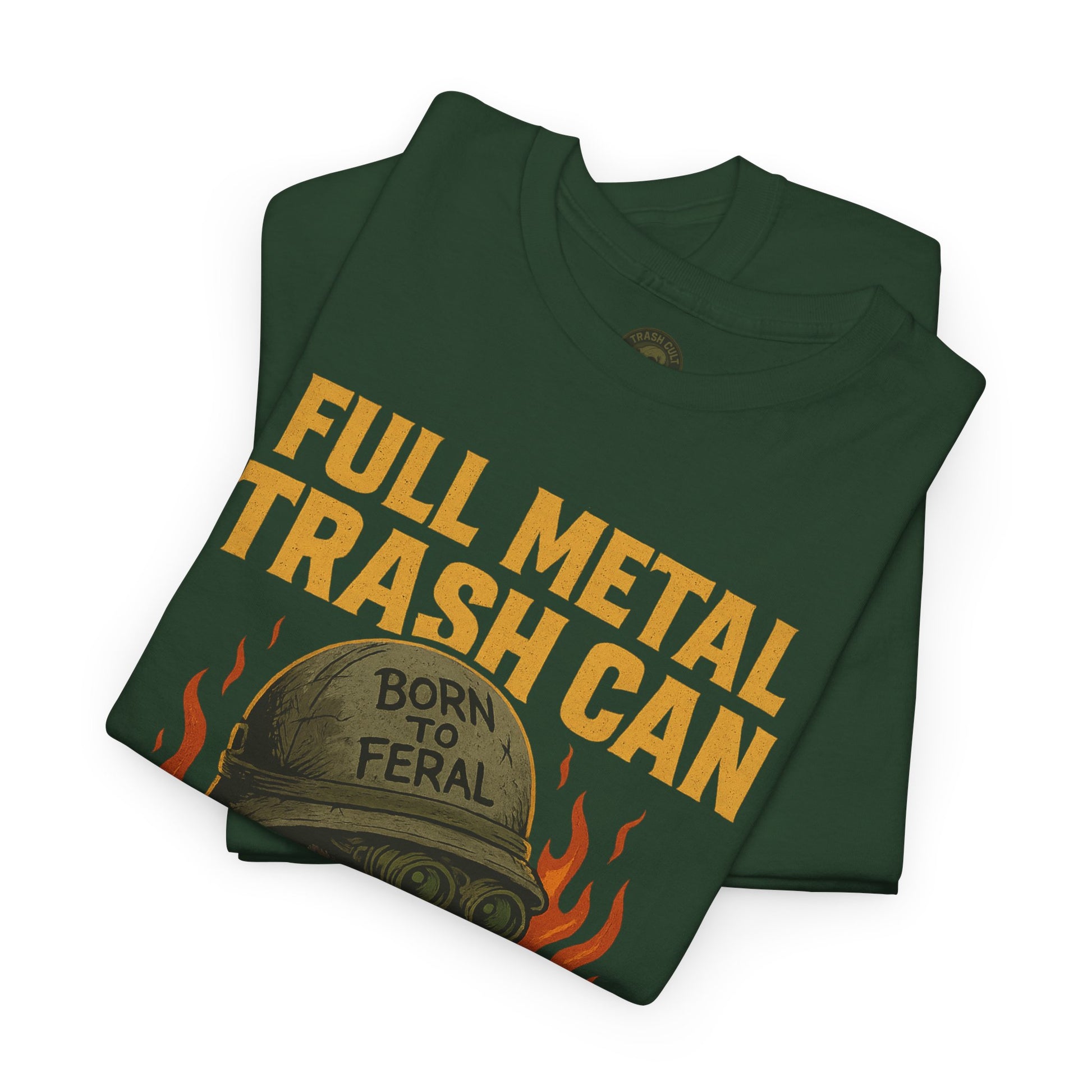 Full Metal Trash Can T-Shirt – Born to Feral Raccoon Graphic | Trash Cult Supply Co. | Gildan 5000 Tee