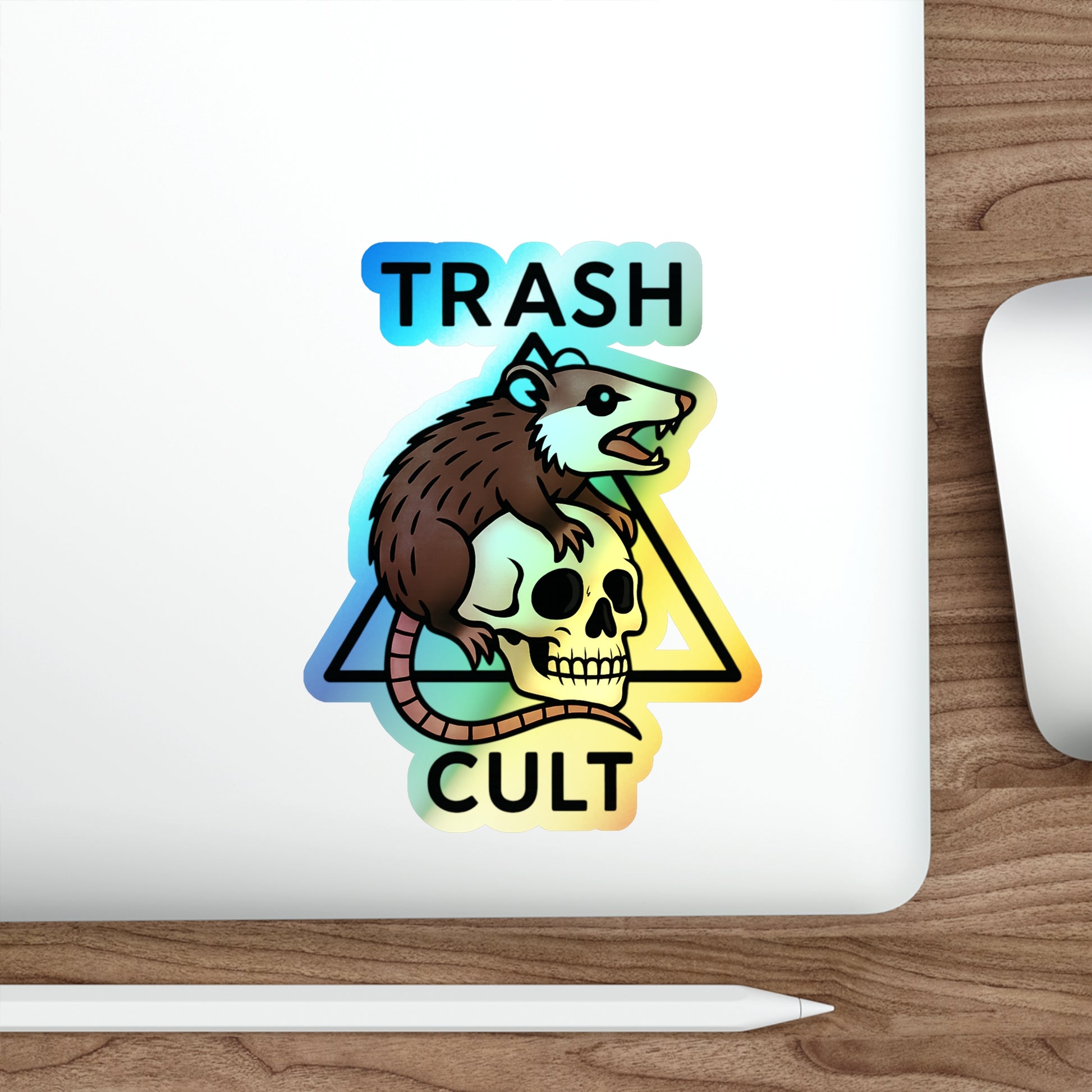Holographic Trash Cult Stickers - Unique Decals for Skateboards, Laptops, Water Bottles, Fun and Quirky Gifts