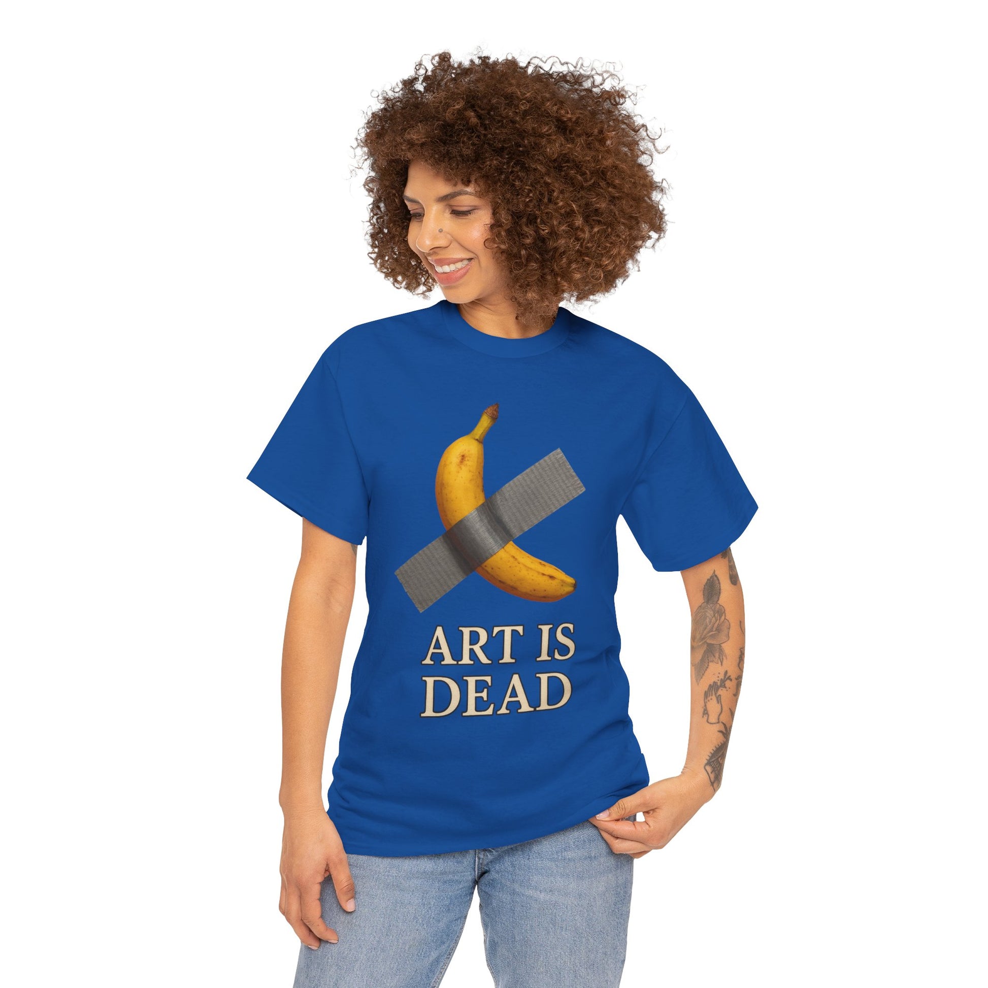 “ART IS DEAD” Banana Duct Tape Meme Tee – Satirical Art Parody Shirt by Trash Cult Supply Co.