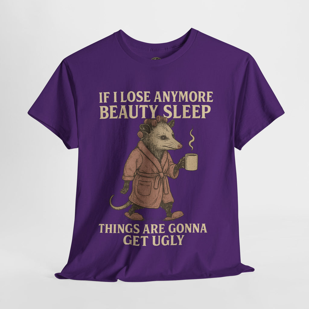 Funny Unisex Heavy Cotton Tee - "If I Lose Anymore Beauty Sleep, Things Are Gonna Get Ugly" - Gift, Sleepwear, Humor, Casual Wear, [...]