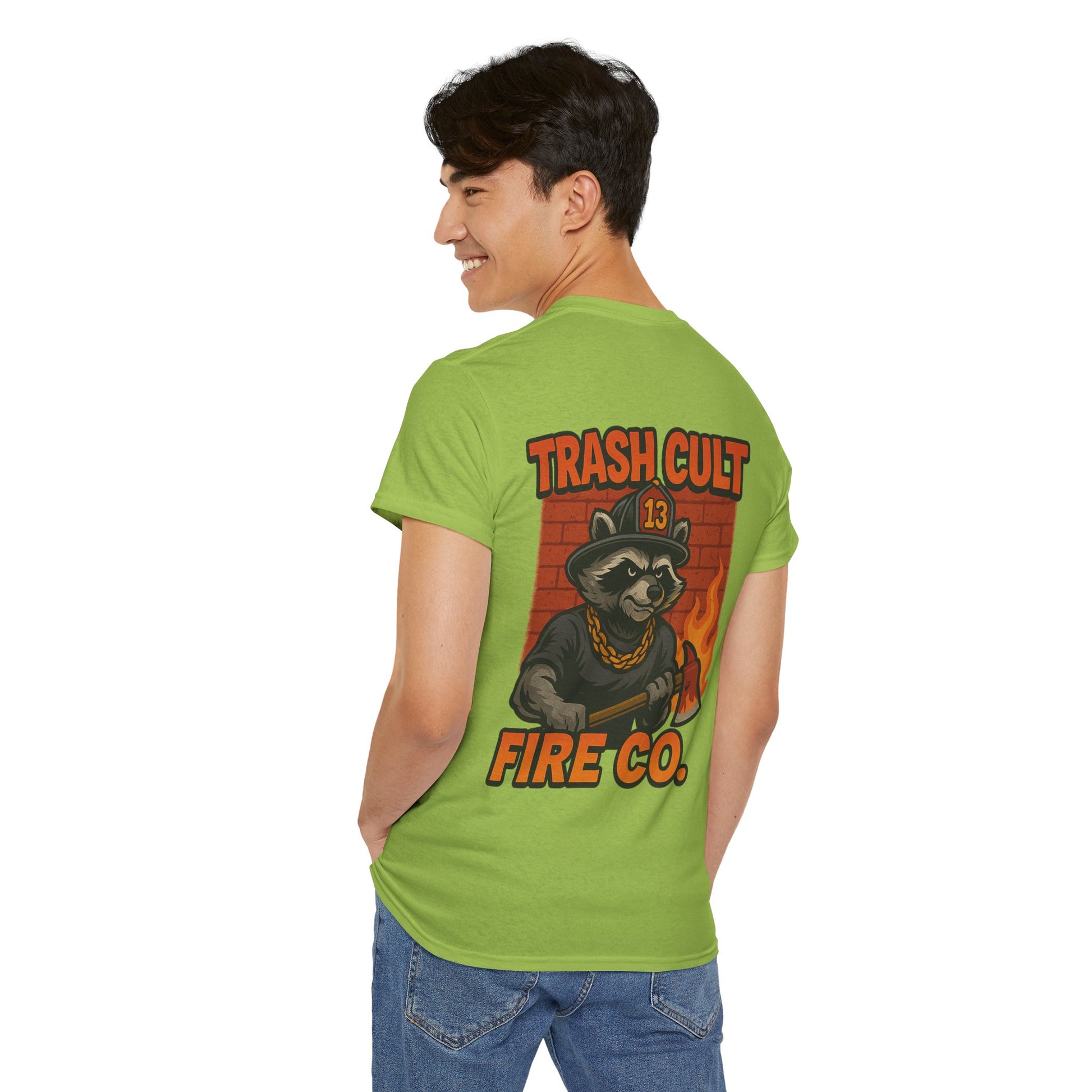 Trash Cult Fire Co. Unisex Tee - Quirky Raccoon Design, Fun Gift, Casual Wear, Firefighter Humor, Unique Apparel