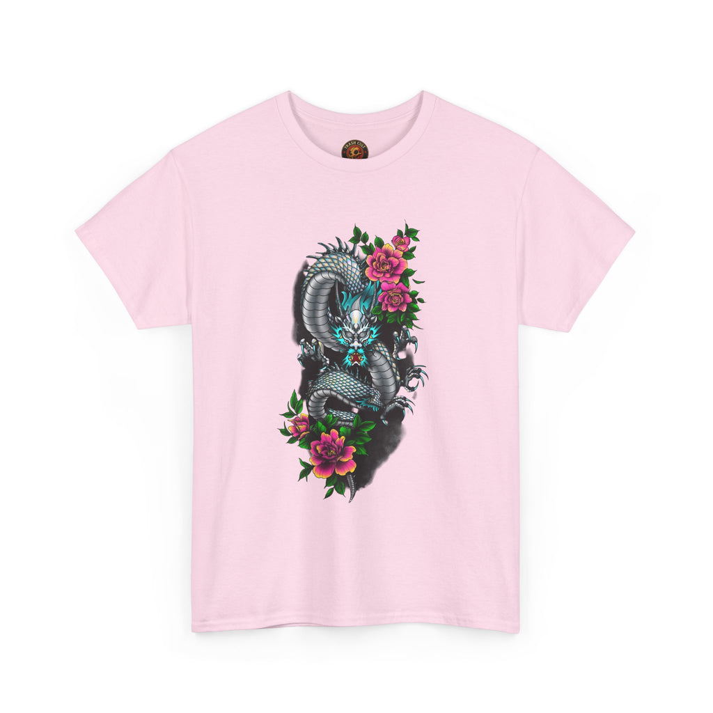 Mythic Dragon & Peonies Tattoo T-Shirt – Lara Davenport x Trash Cult Supply Co. Collab (Gildan 5000)