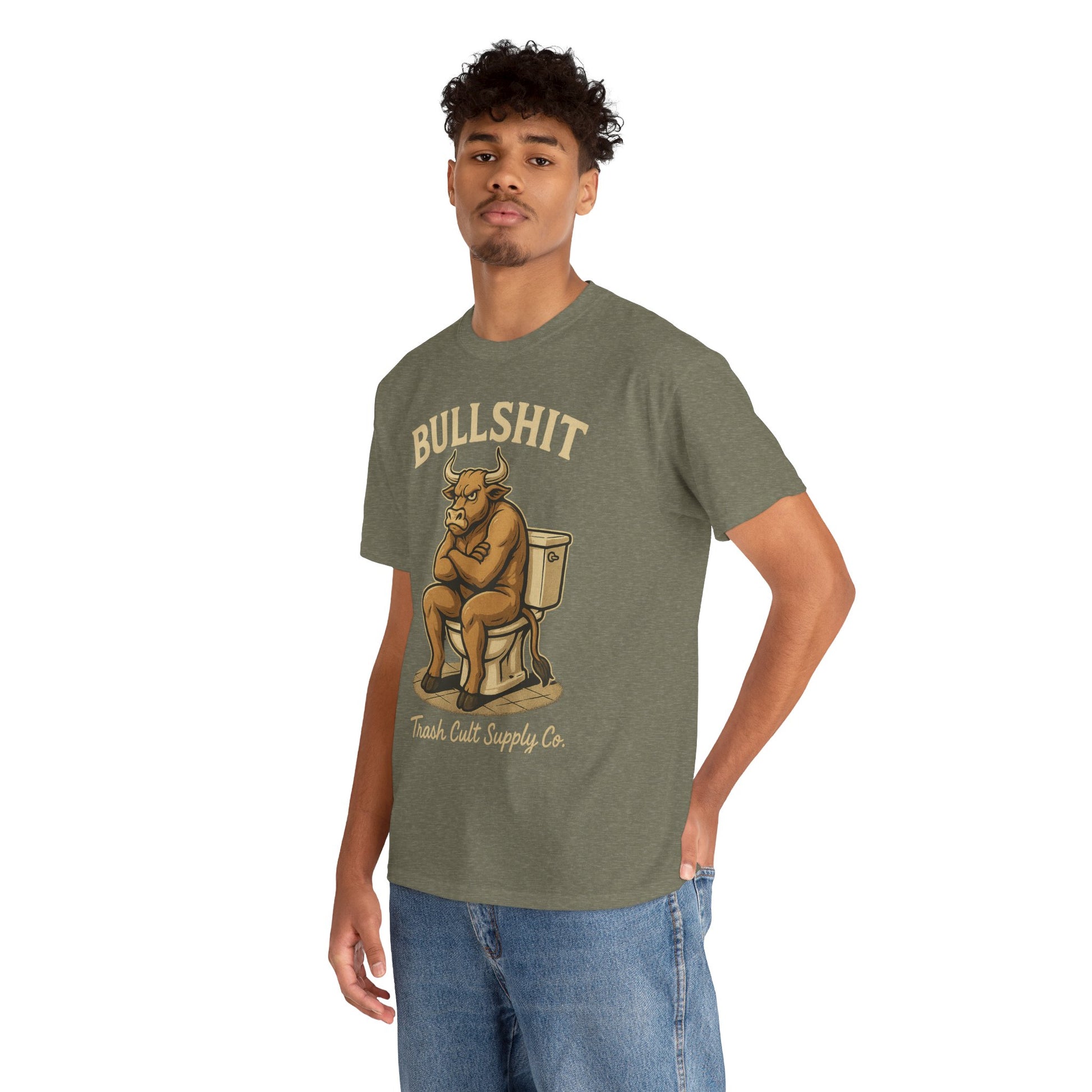 “BULLSHIT” Angry Bull Toilet Tee – Trash Cult Supply Co. | Gildan 5000 T-Shirt