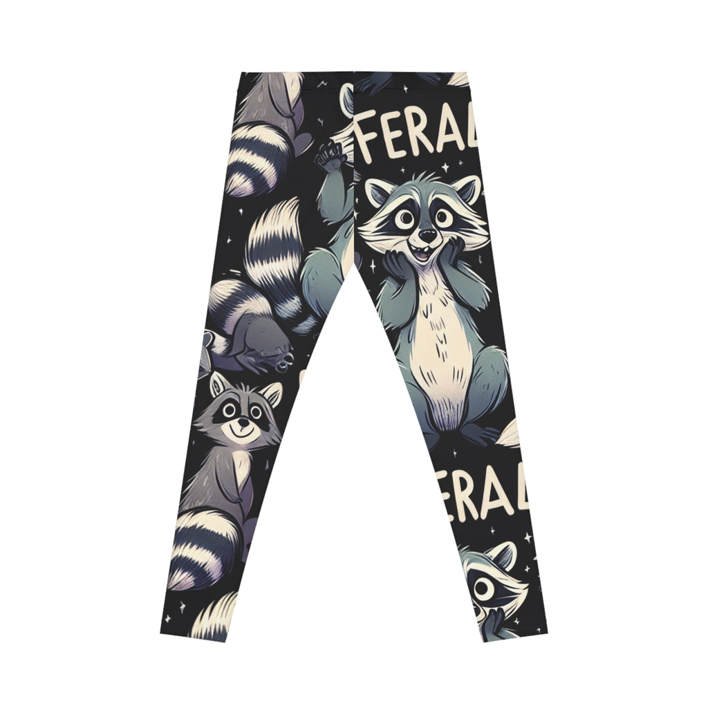 Feral Fun Raccoon Print Leggings – Unique Women’s Workout Pants | Animal Lover Gift Idea