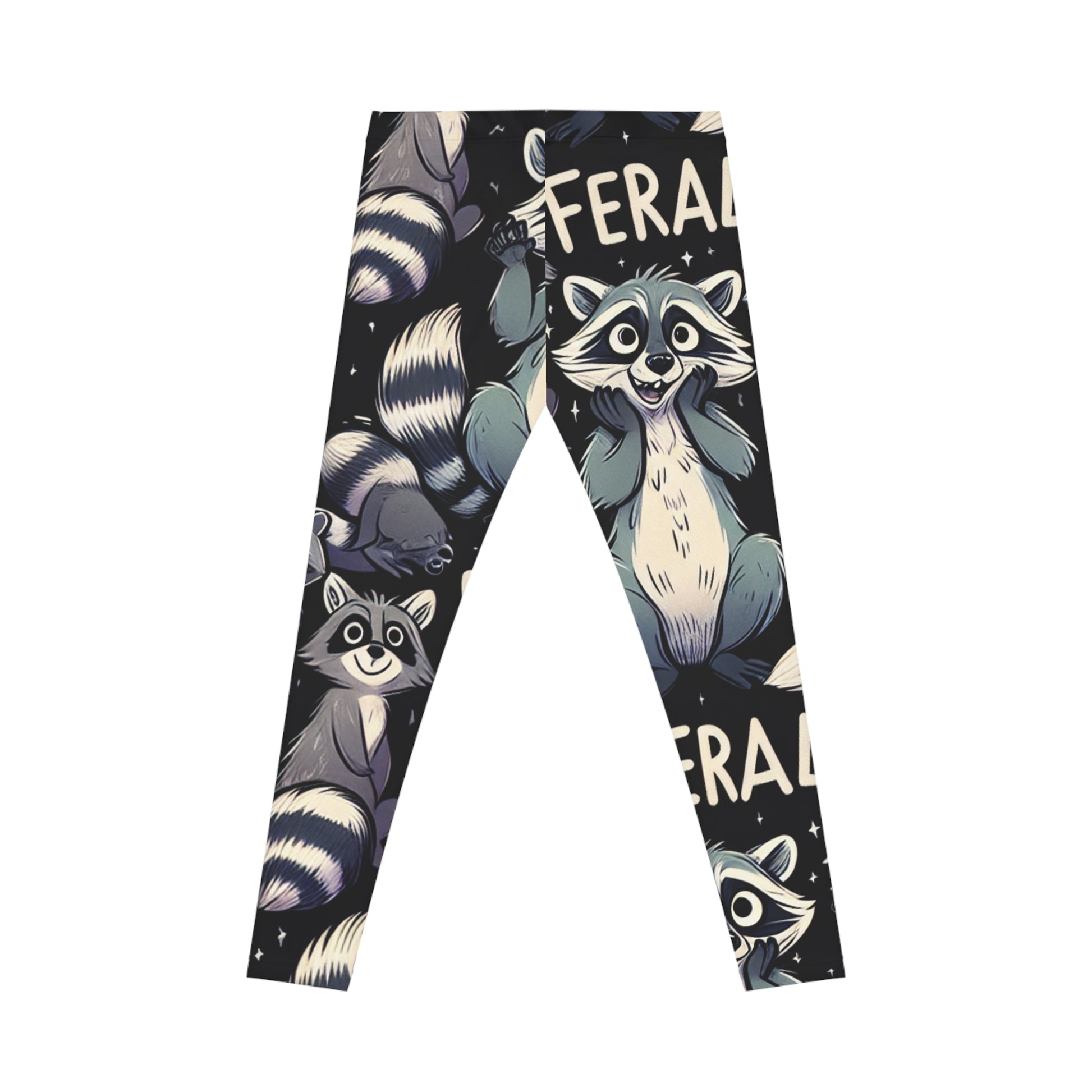 Feral Fun Raccoon Print Leggings – Unique Women’s Workout Pants | Animal Lover Gift Idea