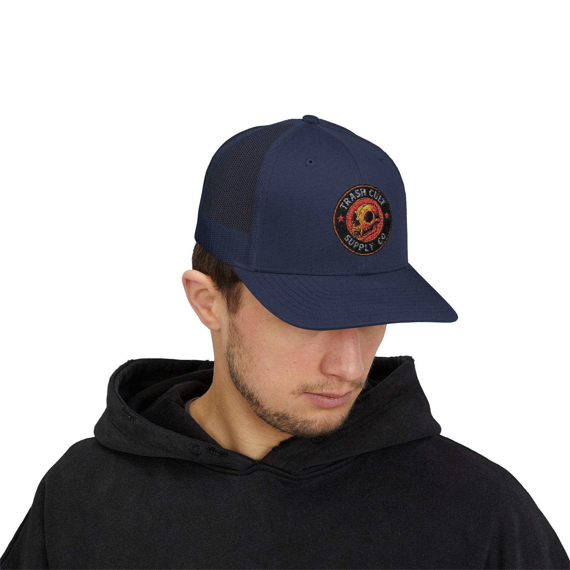 Trash Cult Supply Co. Trucker Hat – Embroidered Logo Snapback Cap