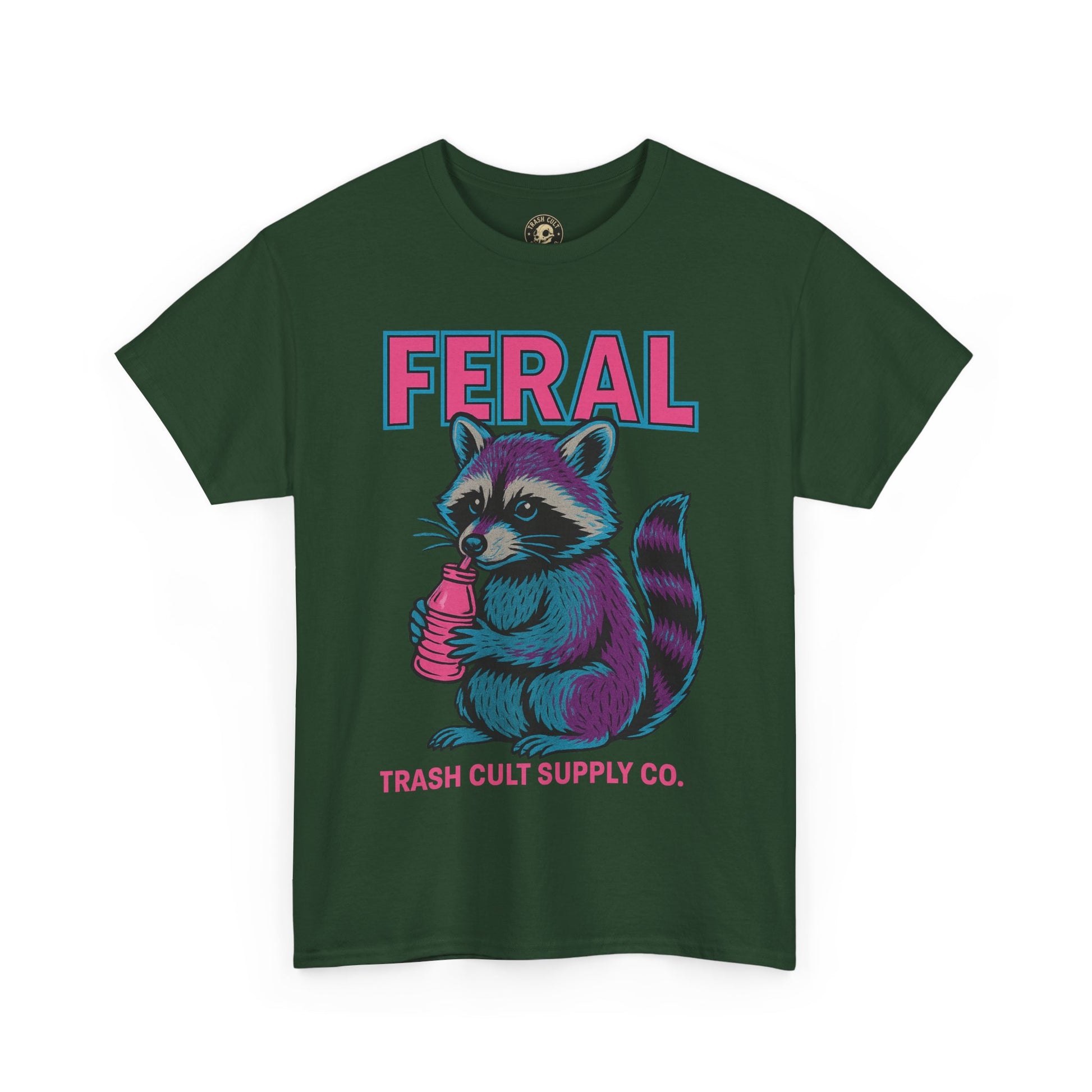FERAL Raccoon 80s Retro Shirt – Trash Cult Supply Co. – Gildan 5000 Tee