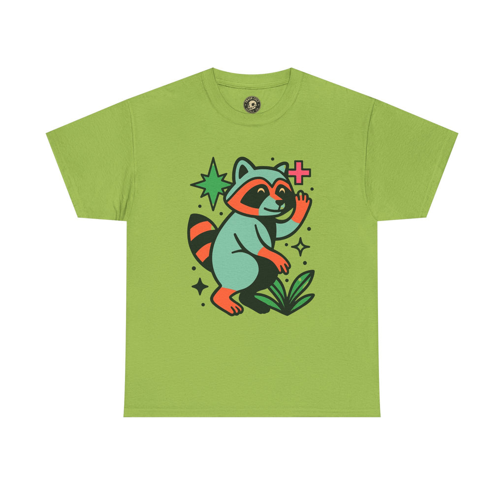 Playful Raccoon Unisex Heavy Cotton Tee | Cute Animal Shirt for Nature Lovers, Graphic Tee, Gift for Kids, Casual Wear, Eco-Friendly