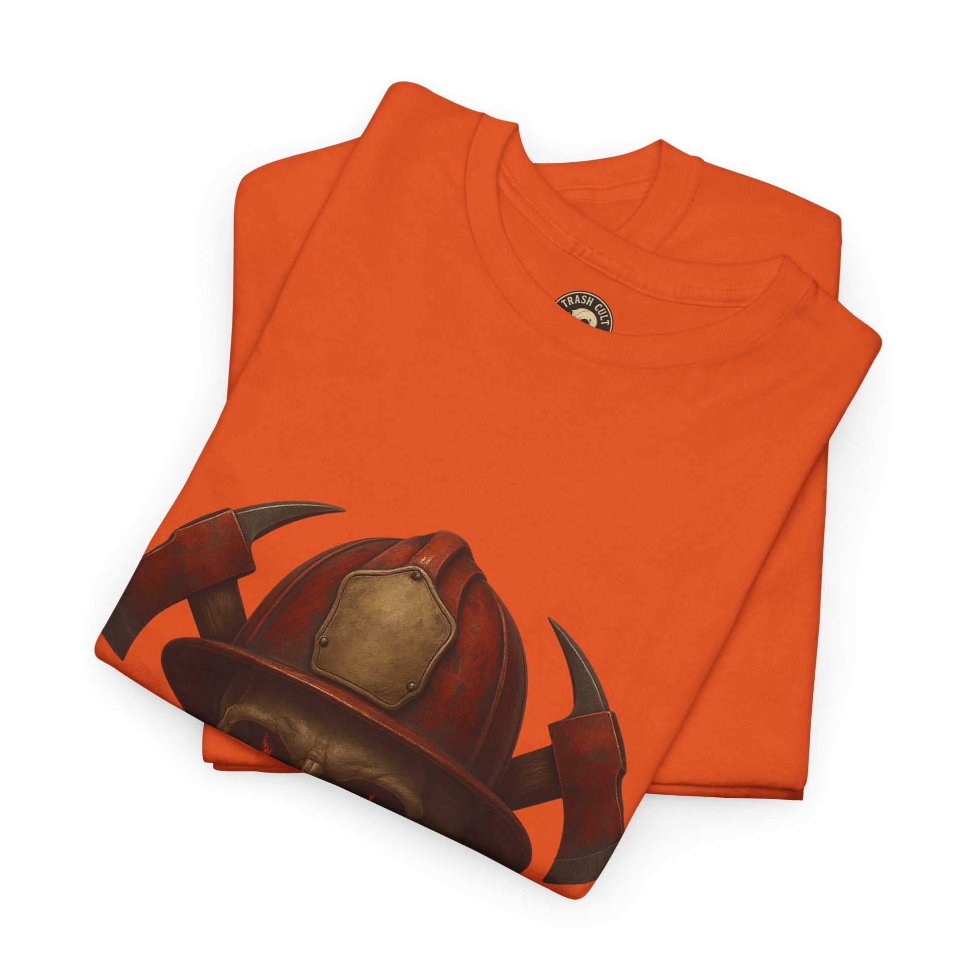 Skull Firefighter Tee, Unisex Heavy Cotton Shirt, Firefighter Gift, Halloween Costume T-Shirt, Unique Graphic Tee, Casual Wear