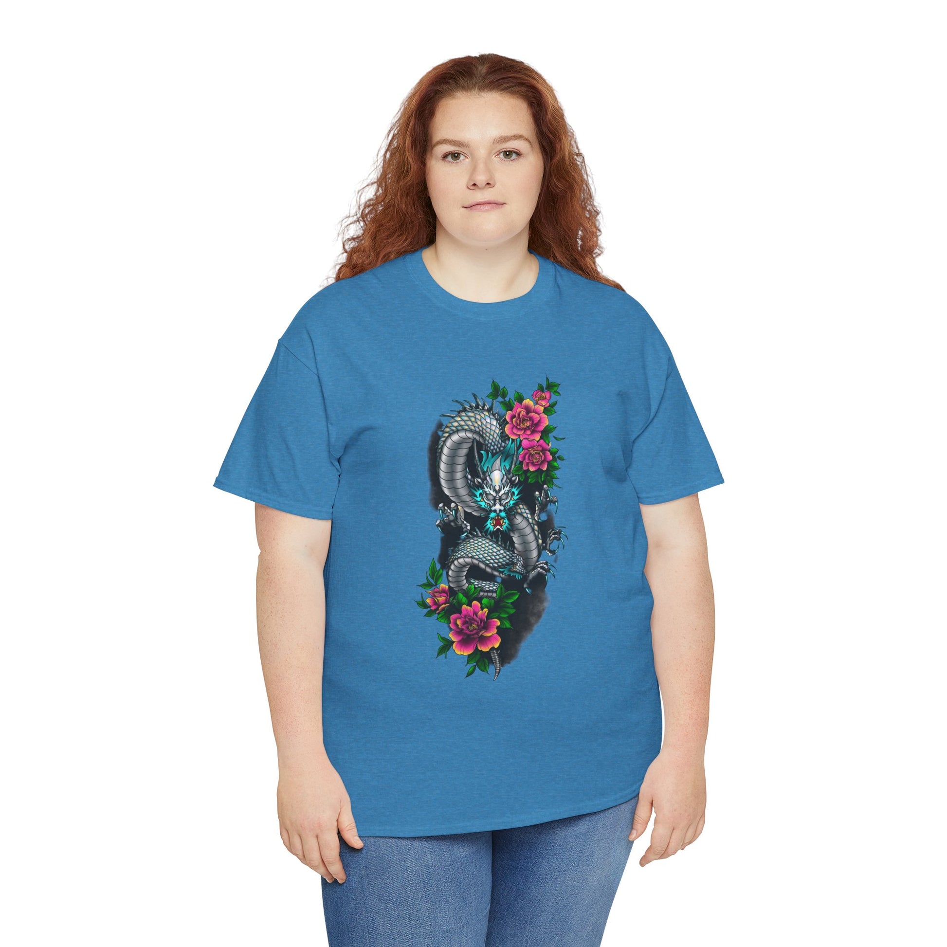 Mythic Dragon & Peonies Tattoo T-Shirt – Lara Davenport x Trash Cult Supply Co. Collab (Gildan 5000)